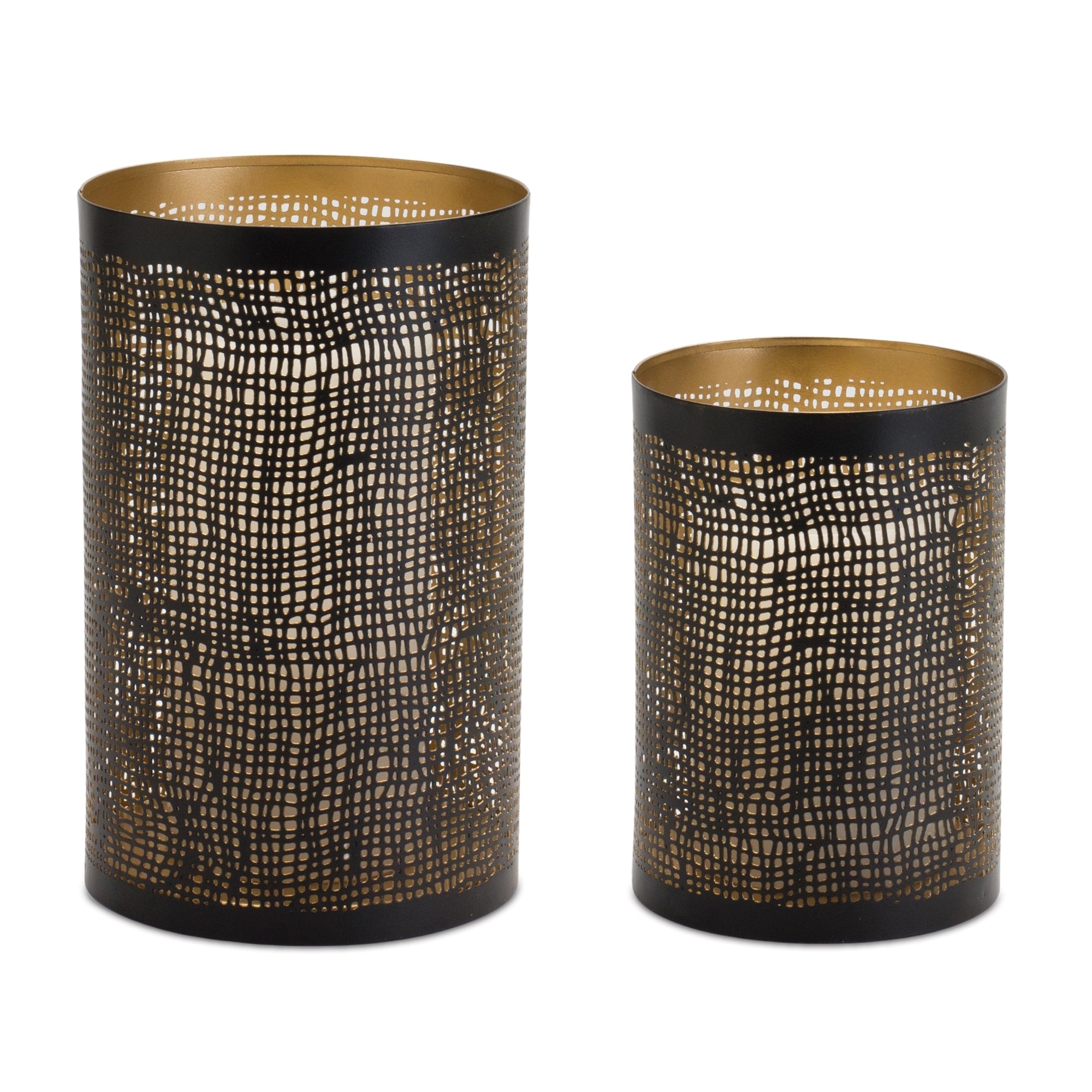 Abstract Punched Metal Candle Holder (Set of 2)