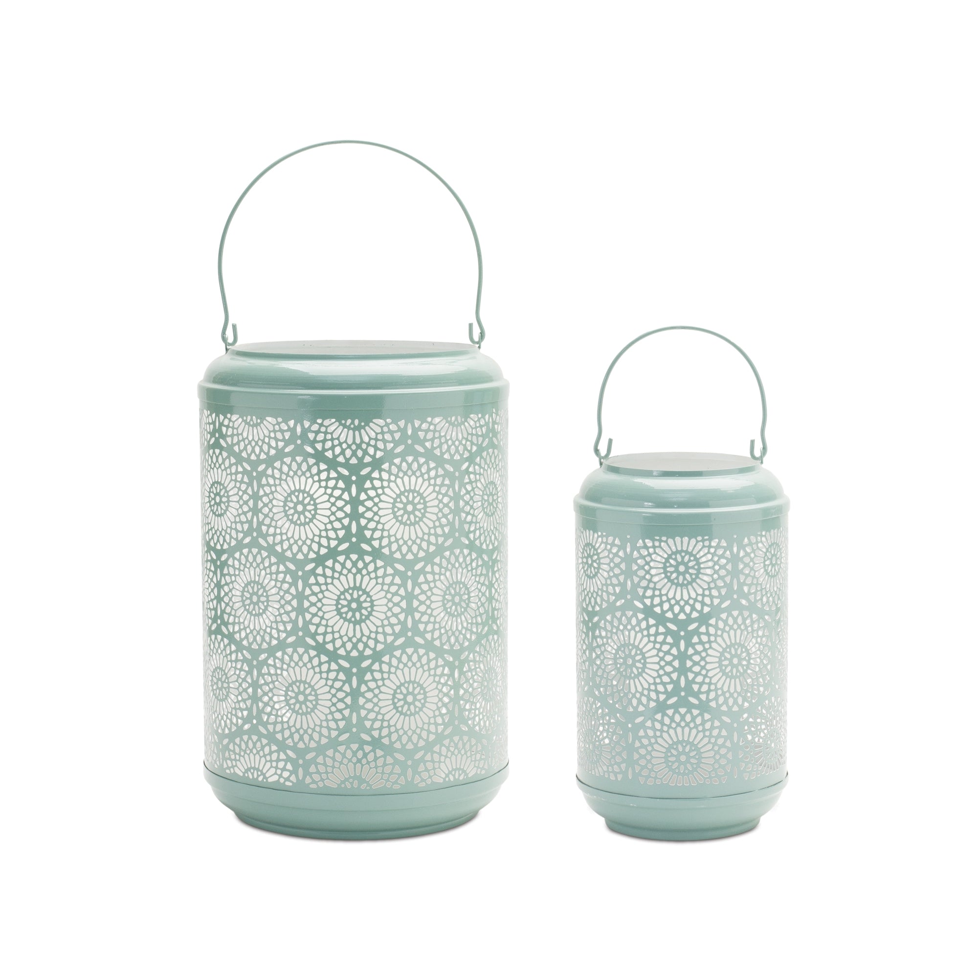 Punched Metal Lantern Candle Holder (Set of 2)