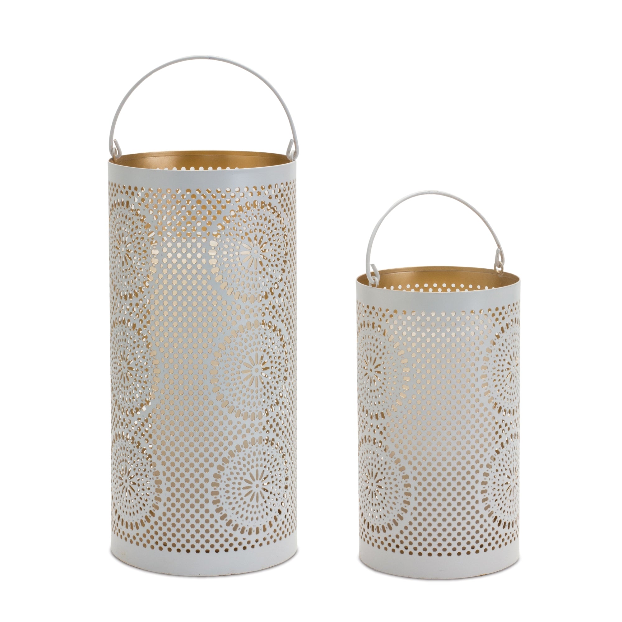 Punched Metal Lantern Candle Holder (Set of 2)