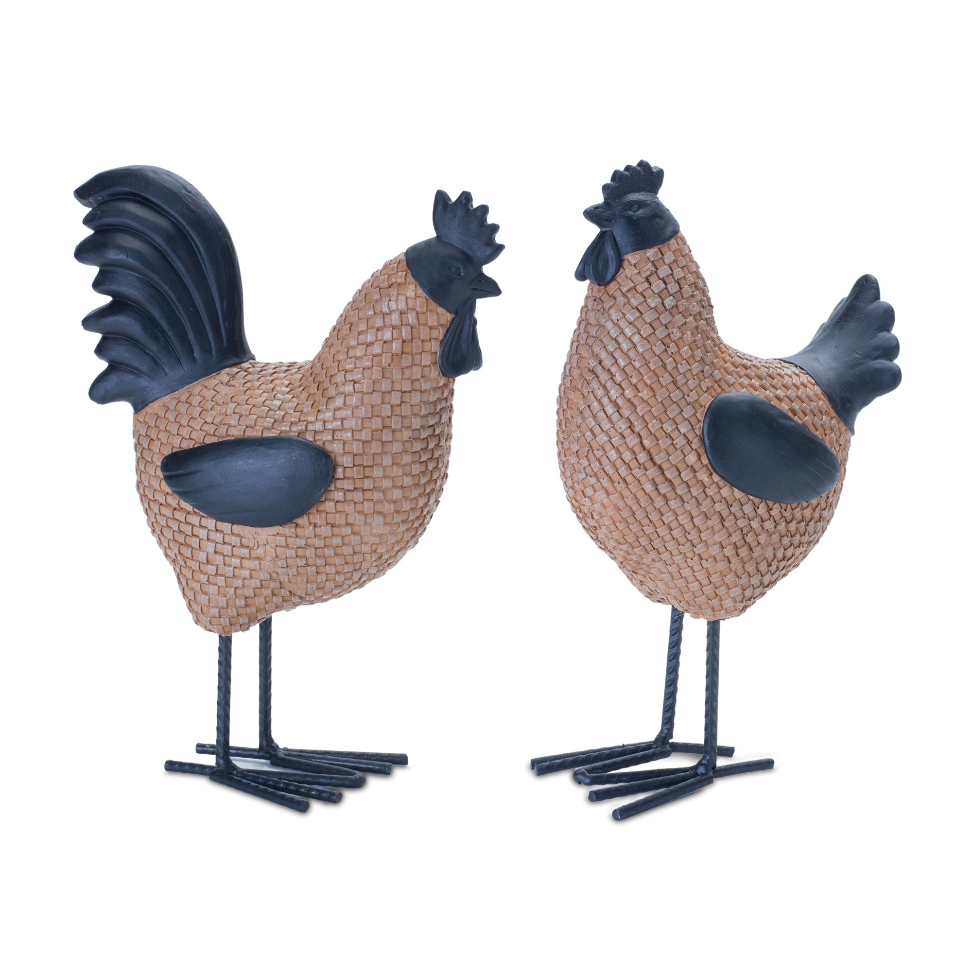 Wicker Hen and Rooster Décor (Set of 2)