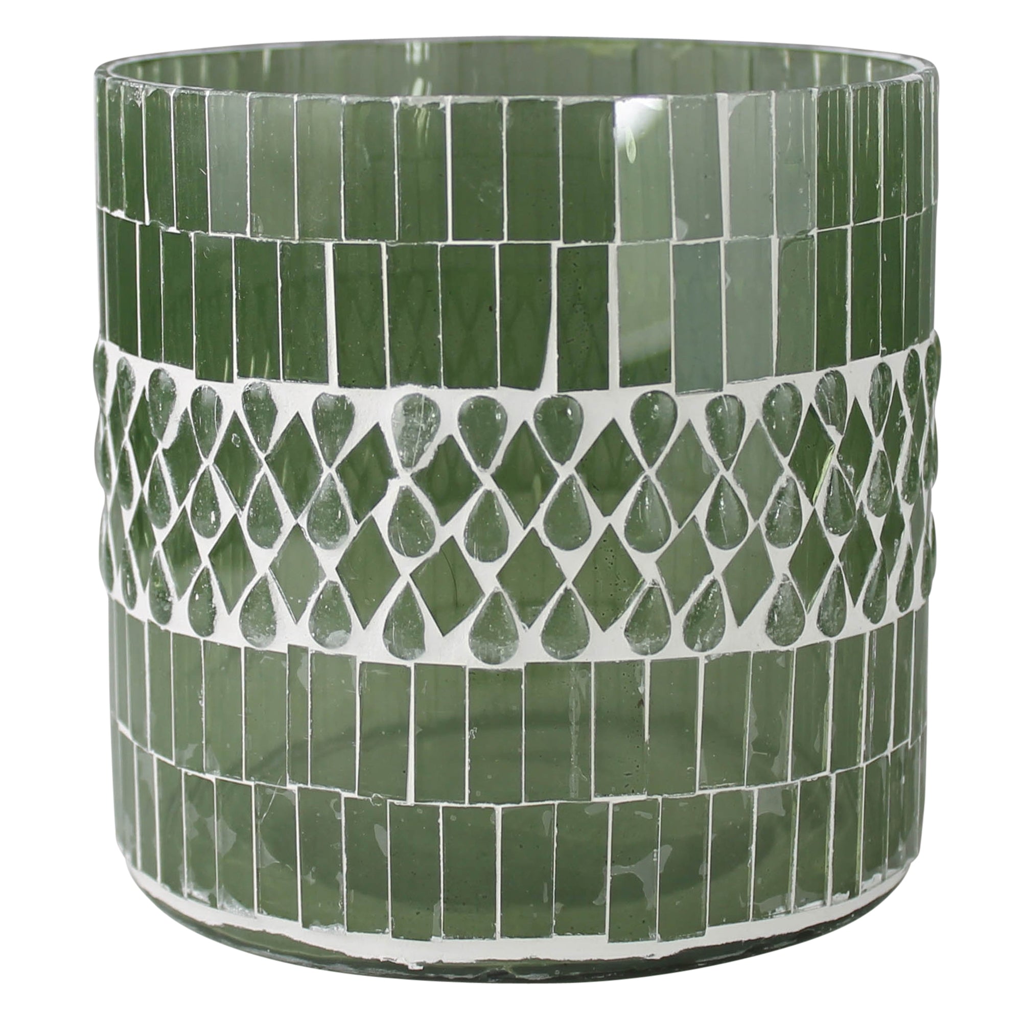 Optic Mosaic Tealight, Glass, Green