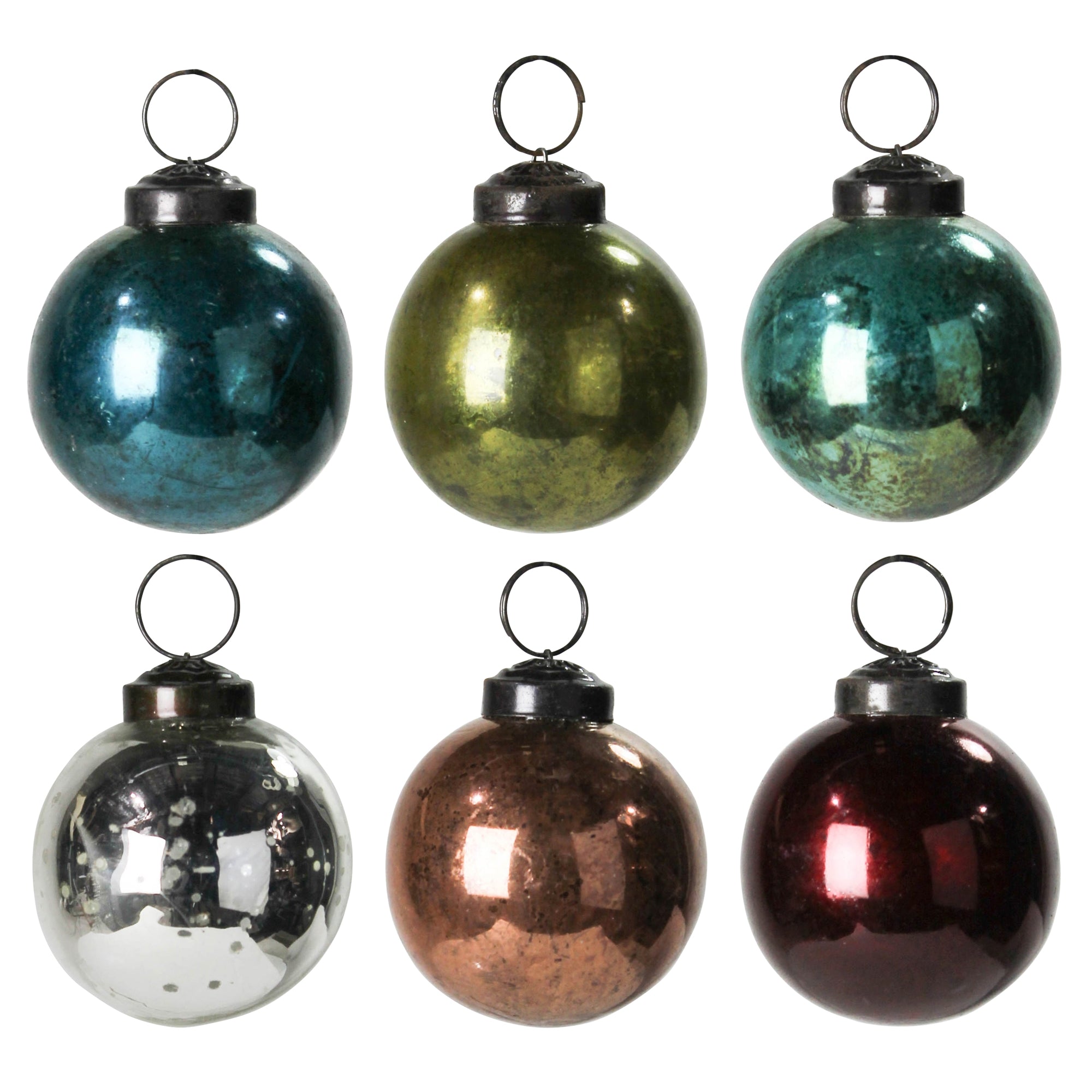 Ornaments, Glass - 2”, Set/6 Assorted