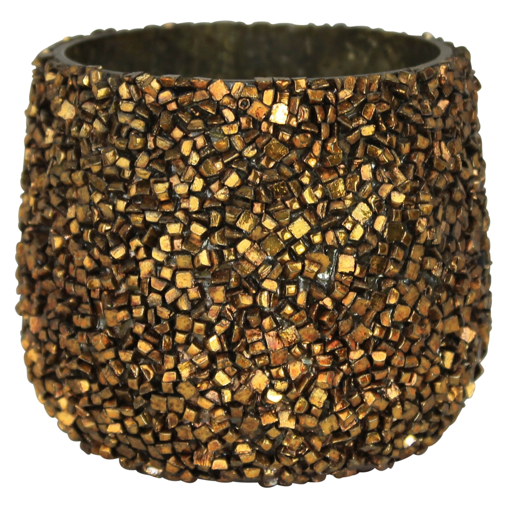 Beaded Tealight Holder, Glass, Gold