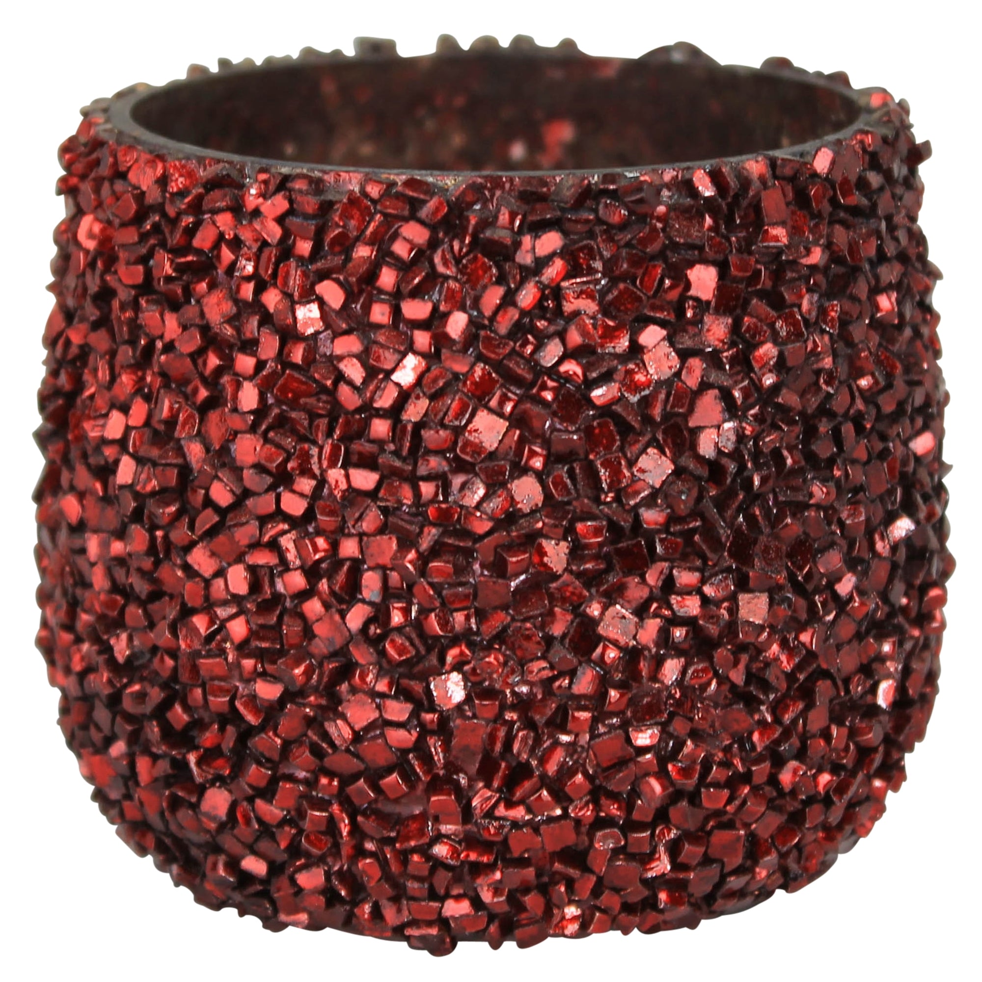 Beaded Tealight Holder, Glass, Red