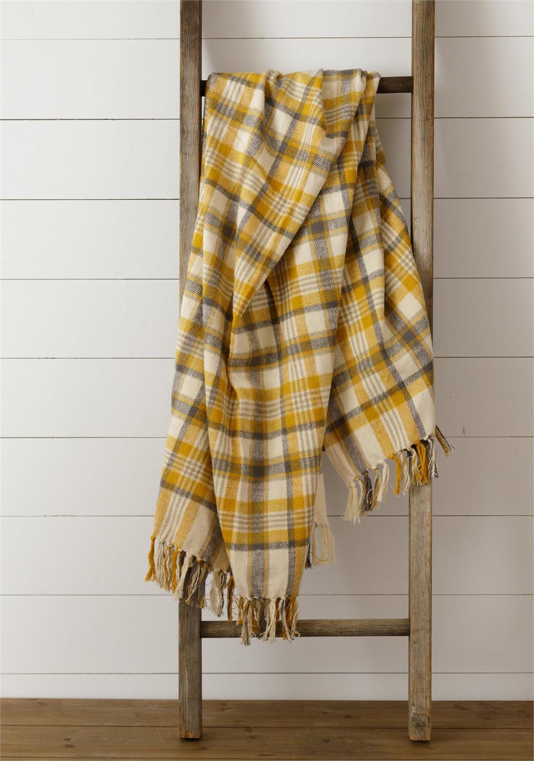 Mustard and Gray Flannel Cotton Throw