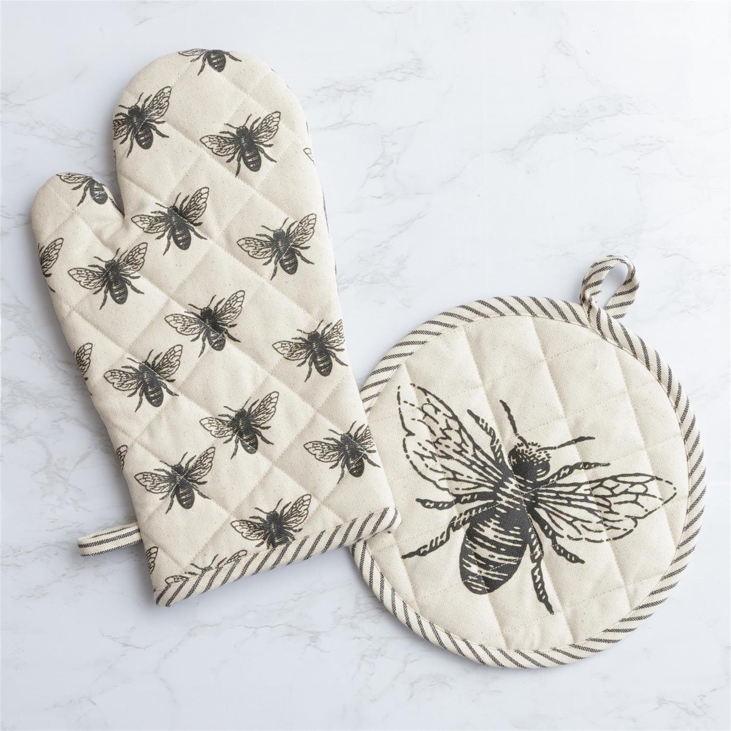 Vintage Bee Oven Mitt & Holder