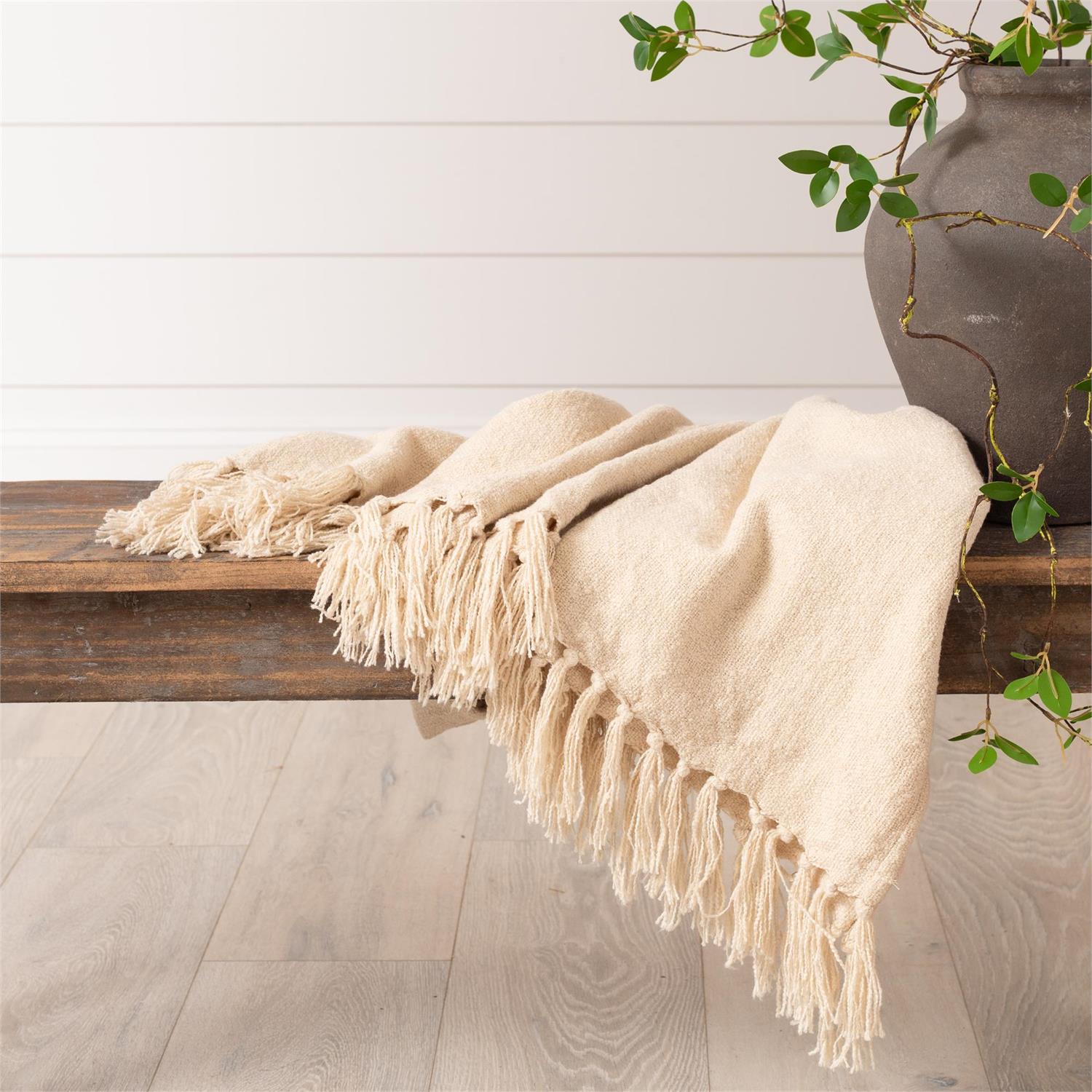 Cream Boucle Throw