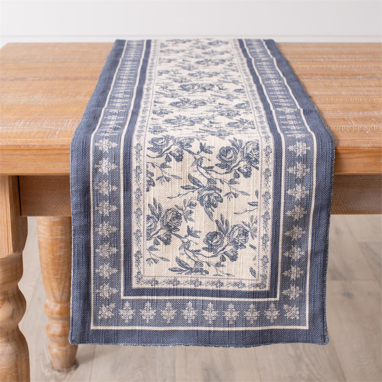 French Blue Floral Runner
