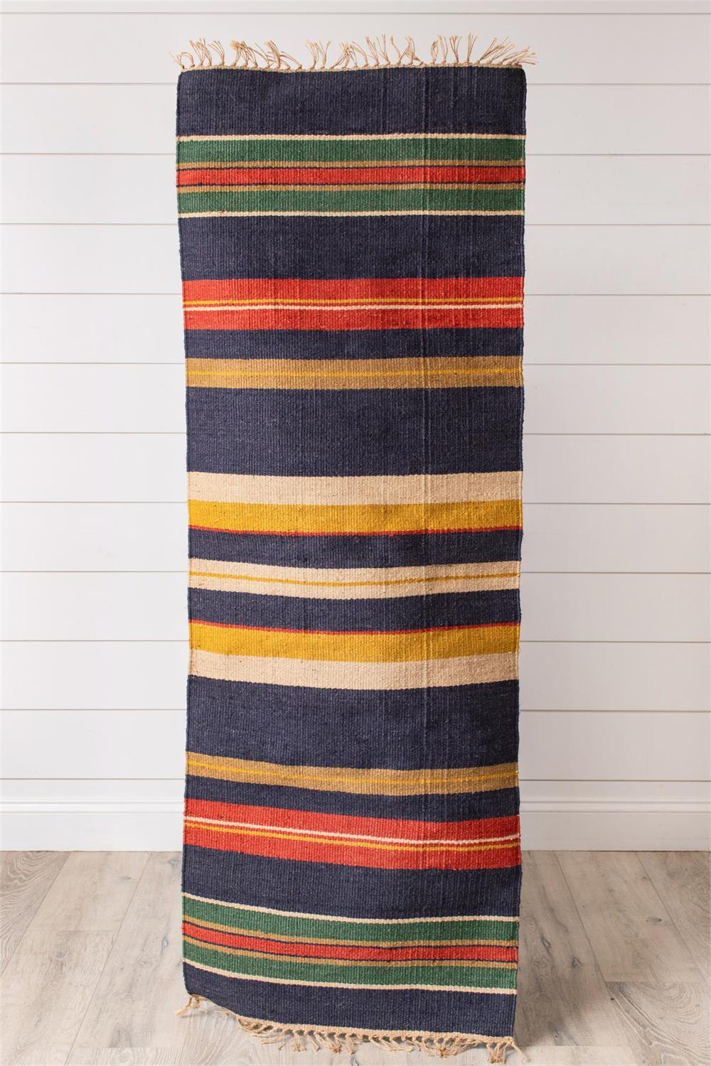 Multi Colored Striped Jute 24" x 72" Rug