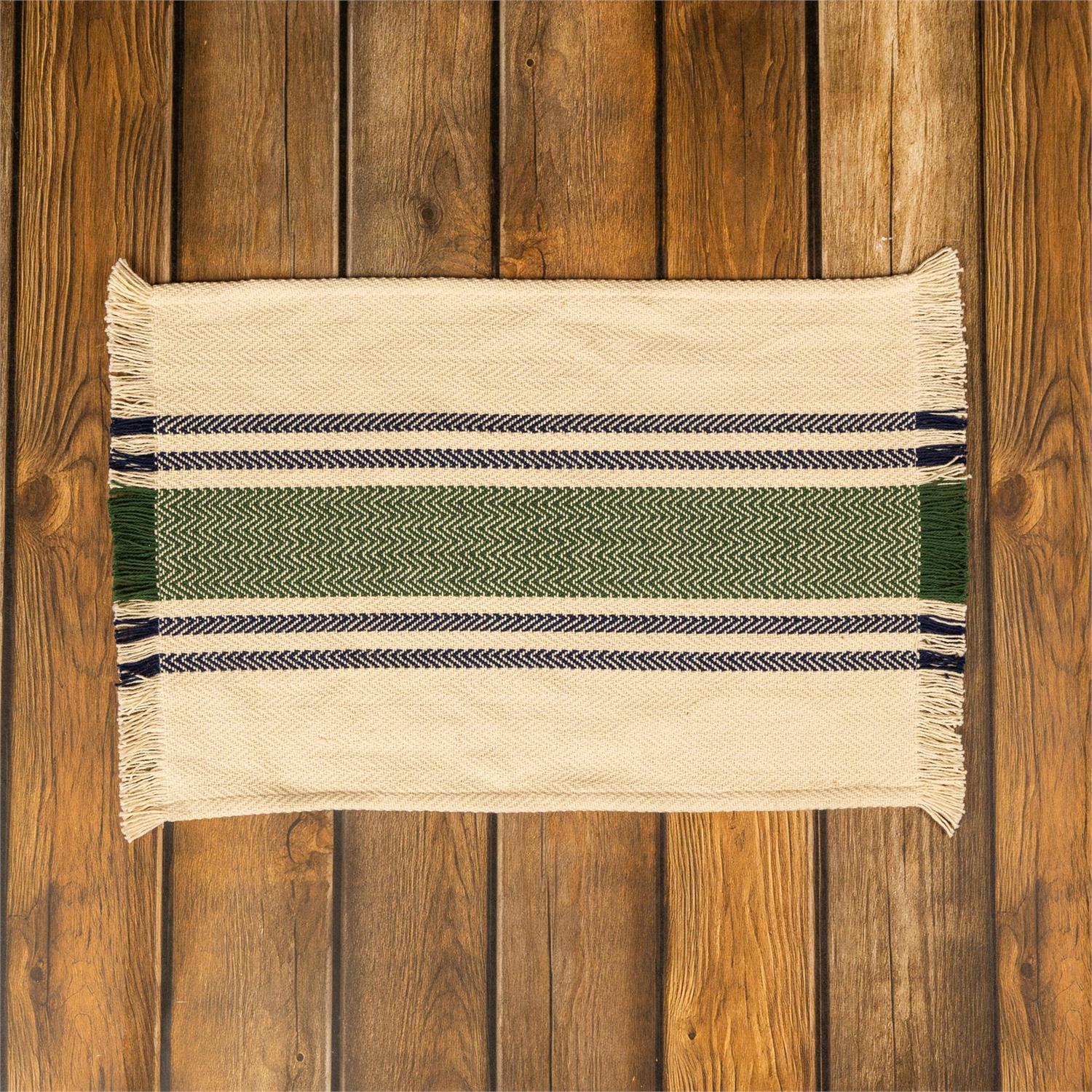 Green And Navy Herringbone Stripe Placemat