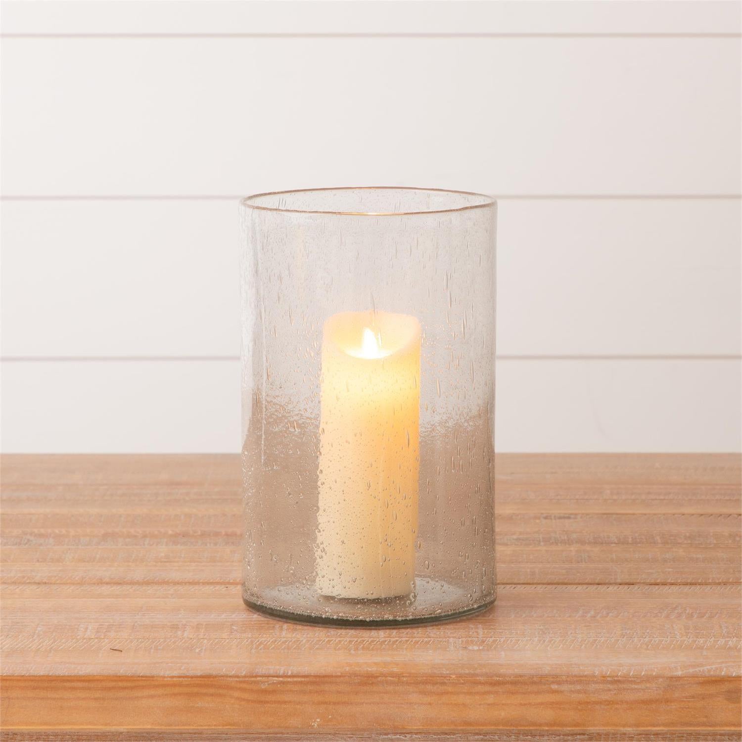 Bubble Glass Cylinder Candle Holder, Lg