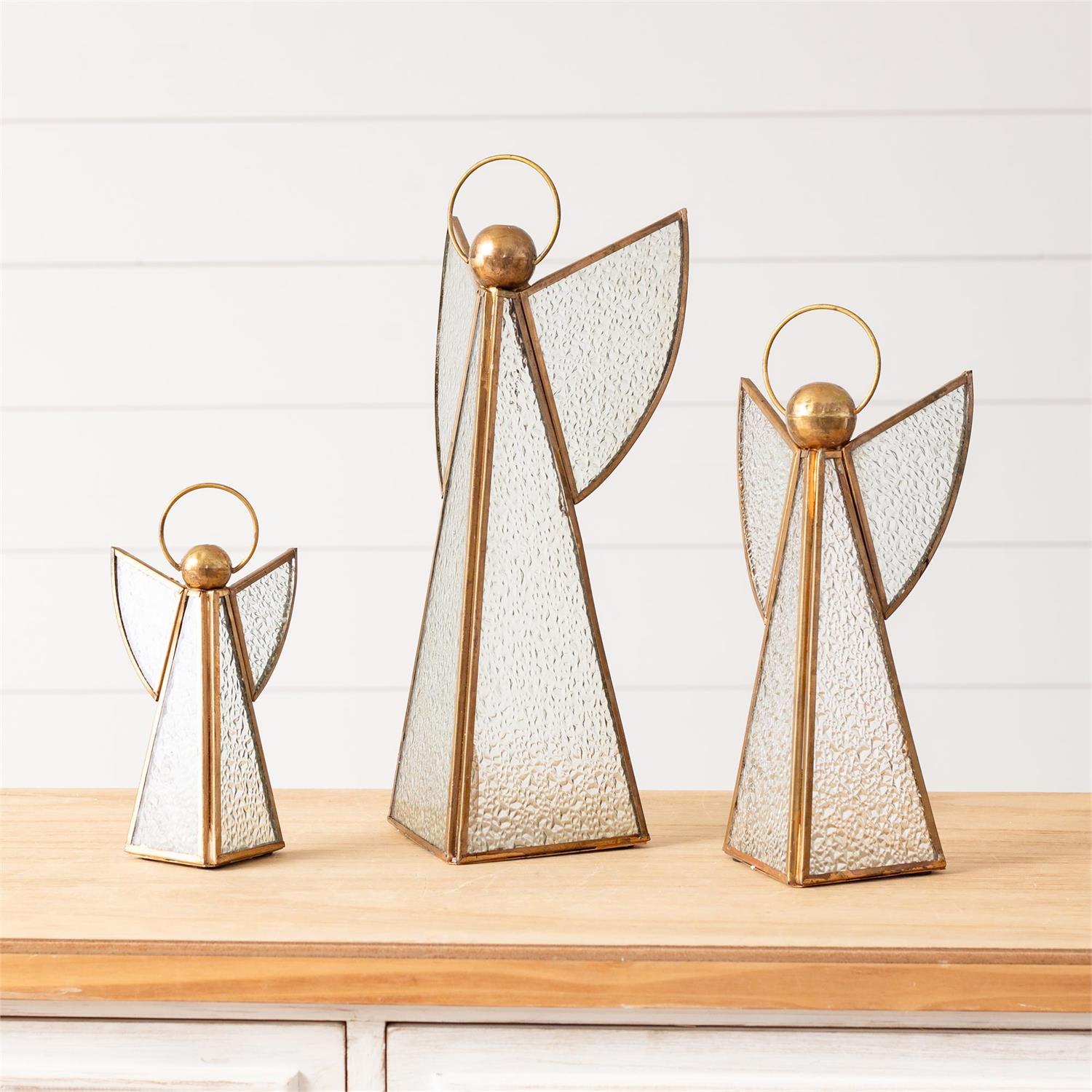 Vintage Styled Glass Brass Figurines (S/3)