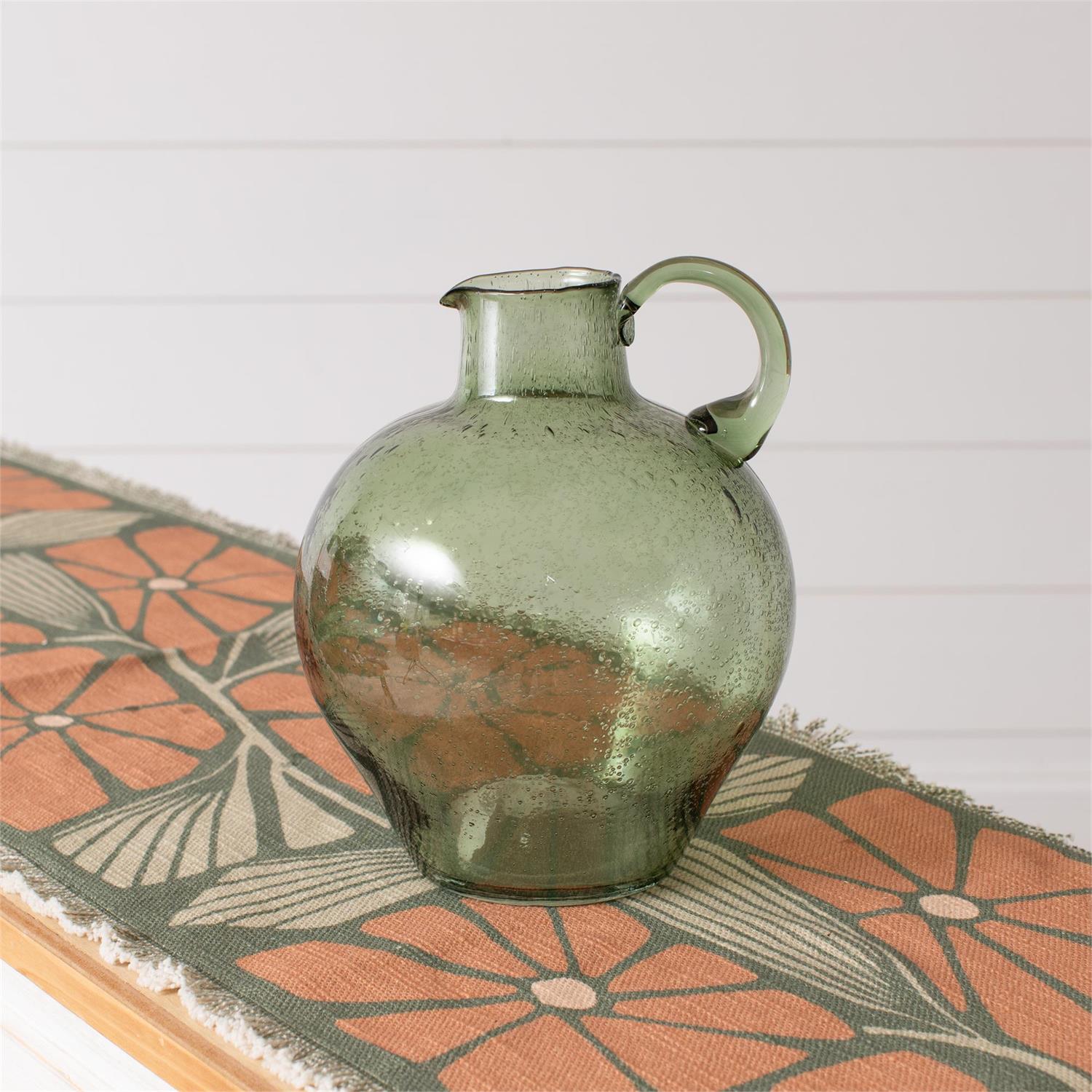 Hand Blown Green Pitcher