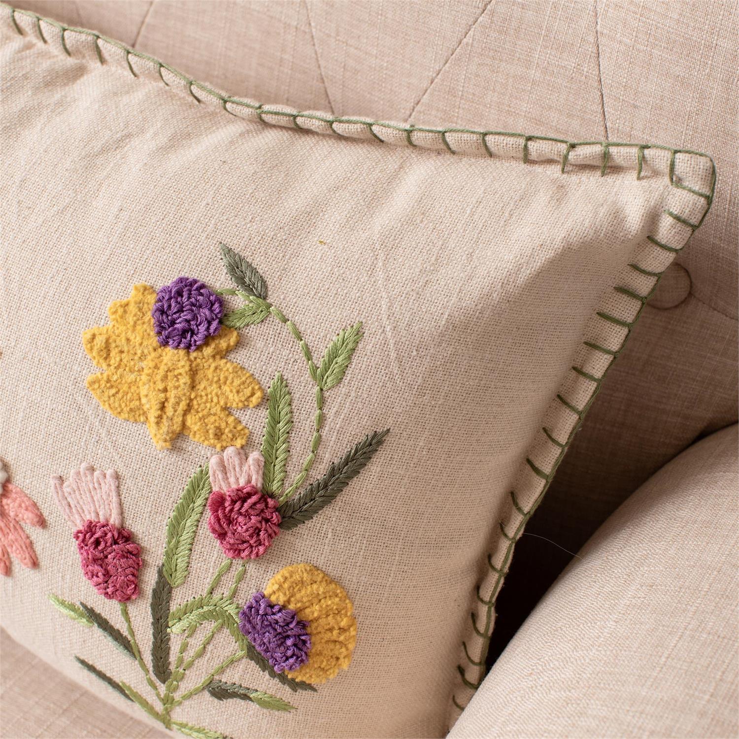 Provence Floral Embroidered Pillow