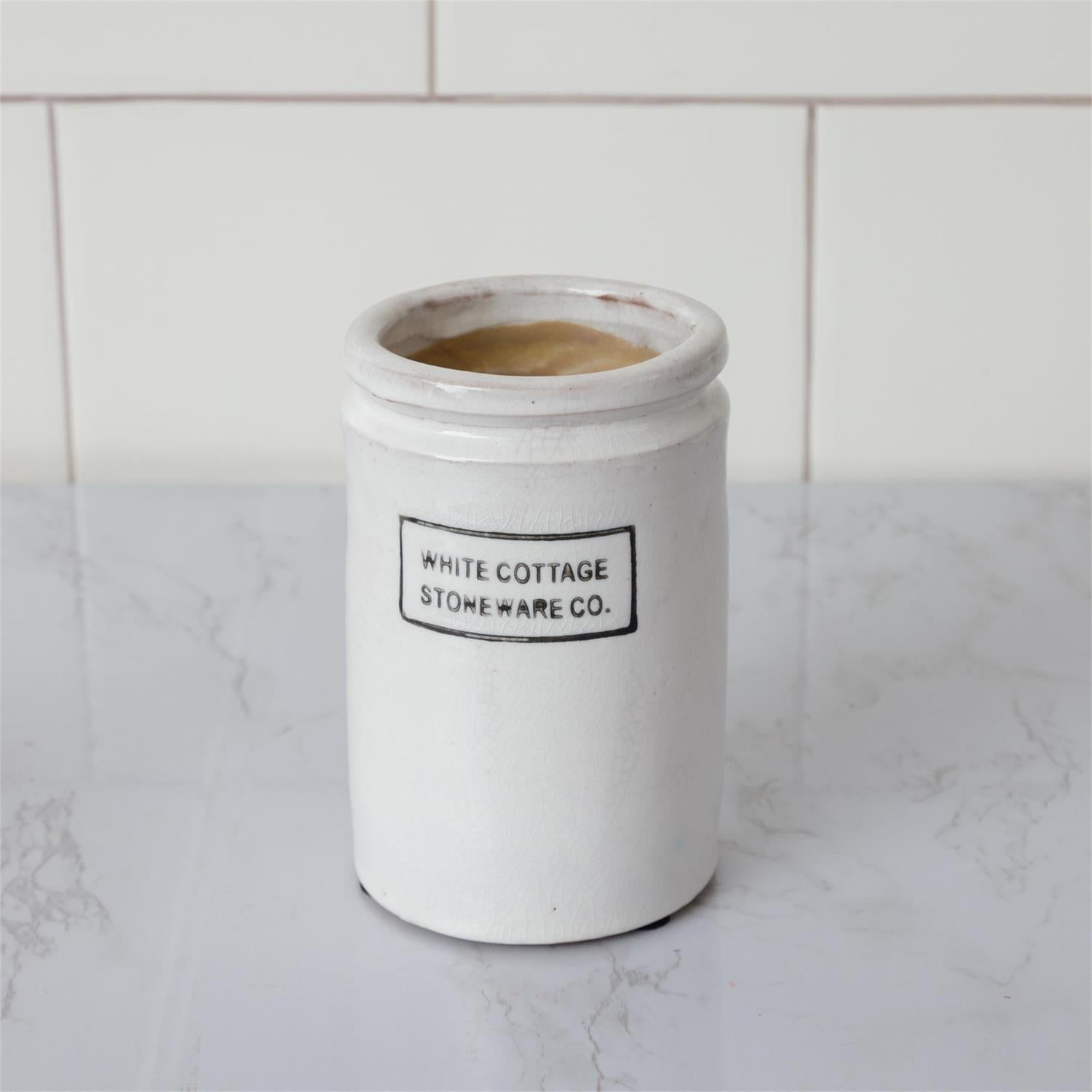 White Cottage Stoneware 1/2 Pint Jar
