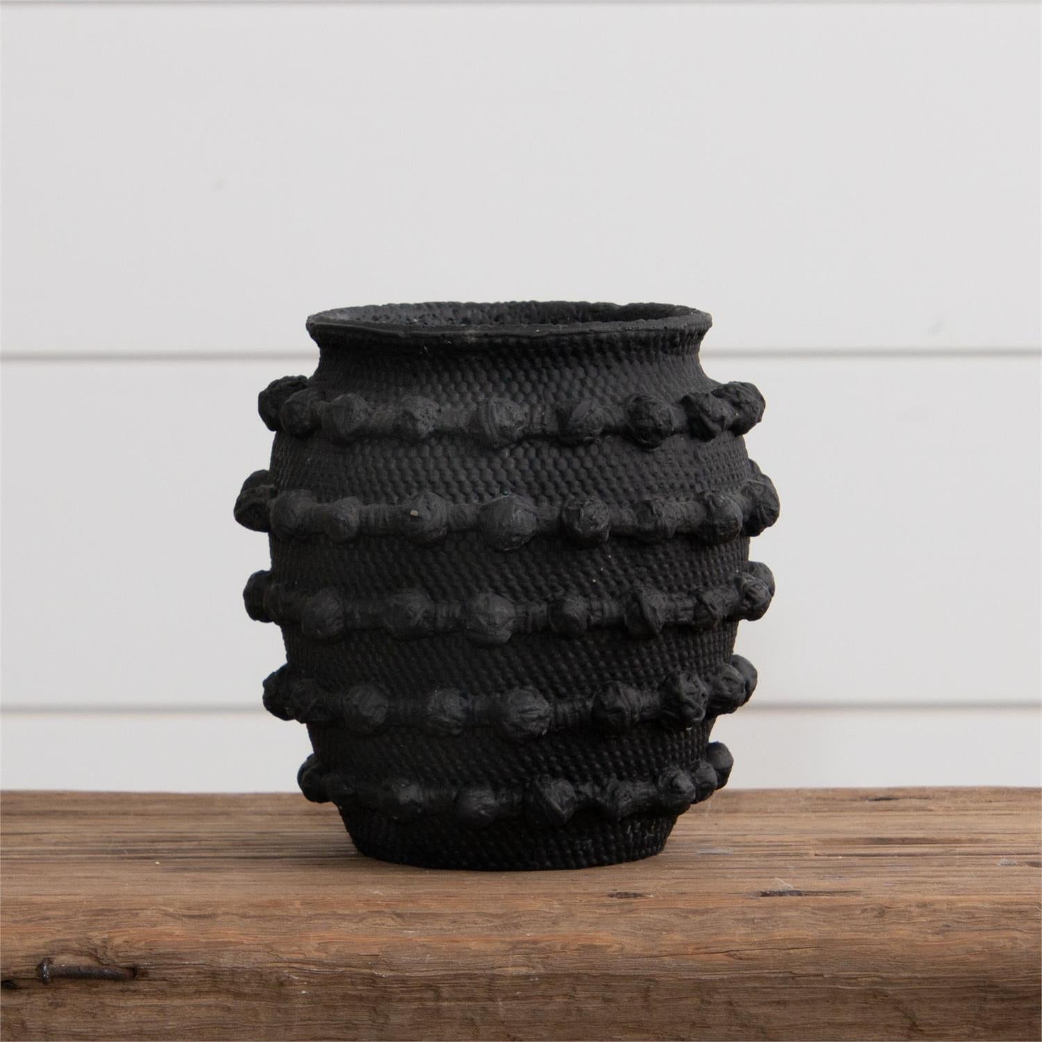 Black Textured Knot Cement Vase (S)