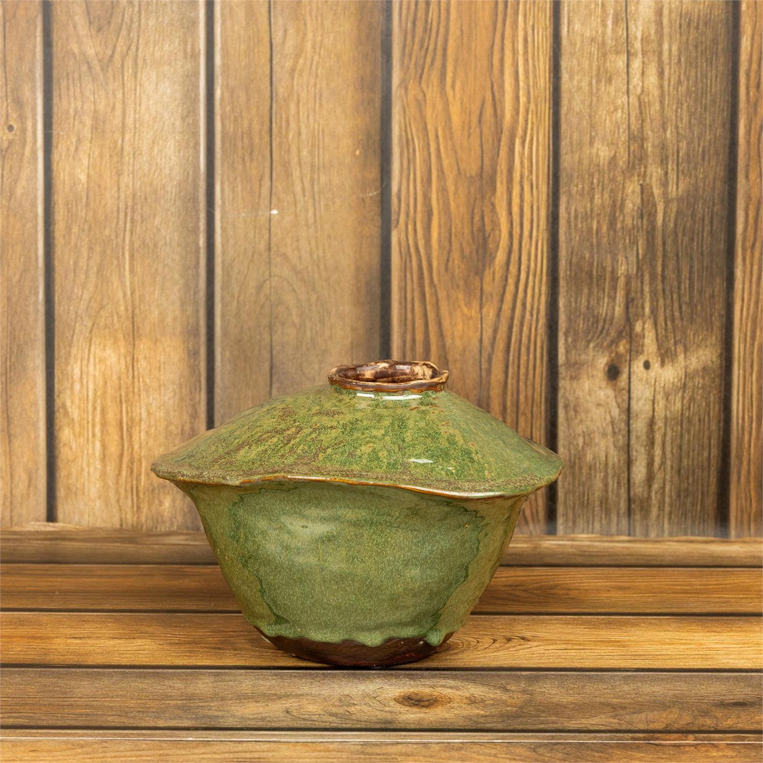 Freeform Vase - Green Reactive Glaze, Med