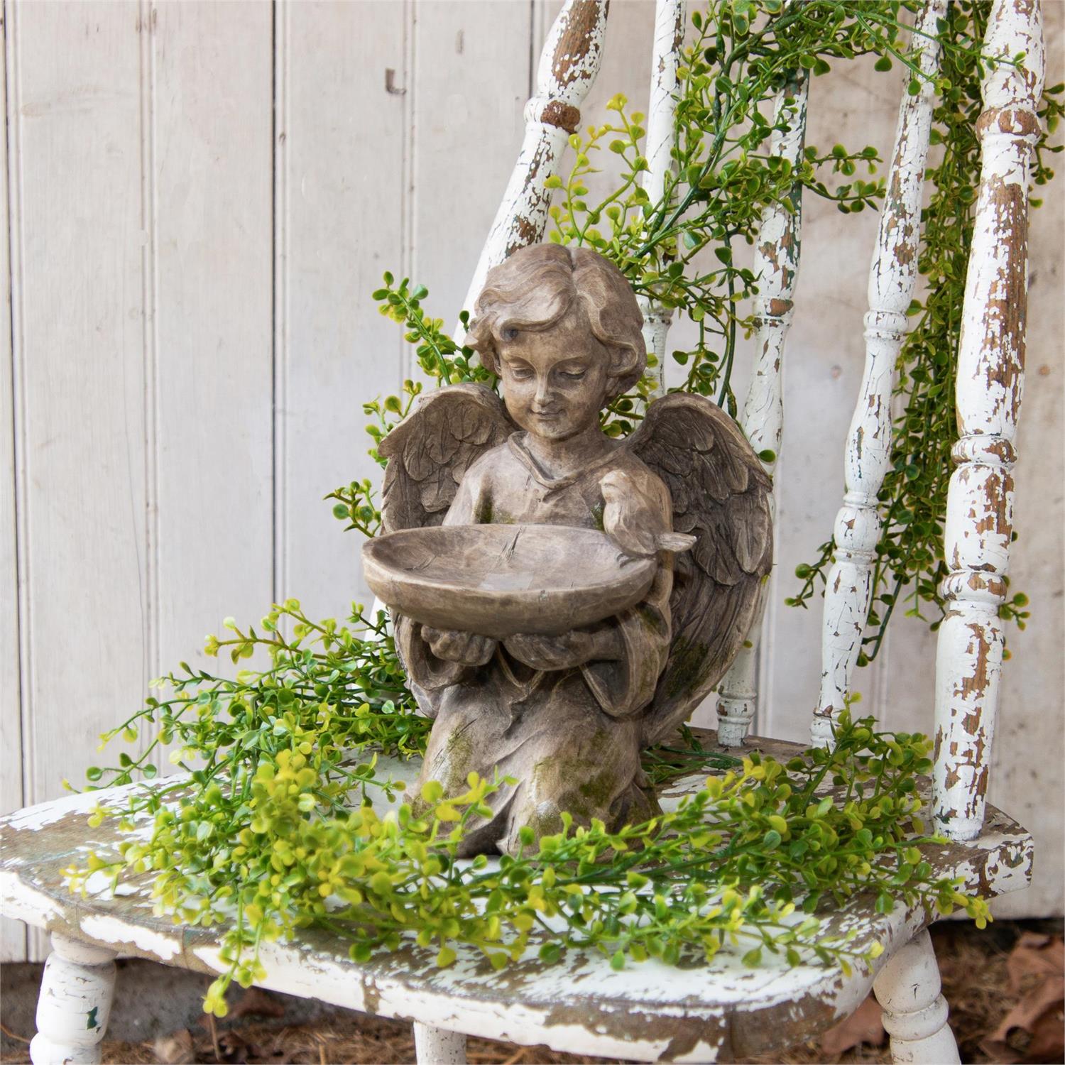 Kneeling Angel Figurine Holding Dish