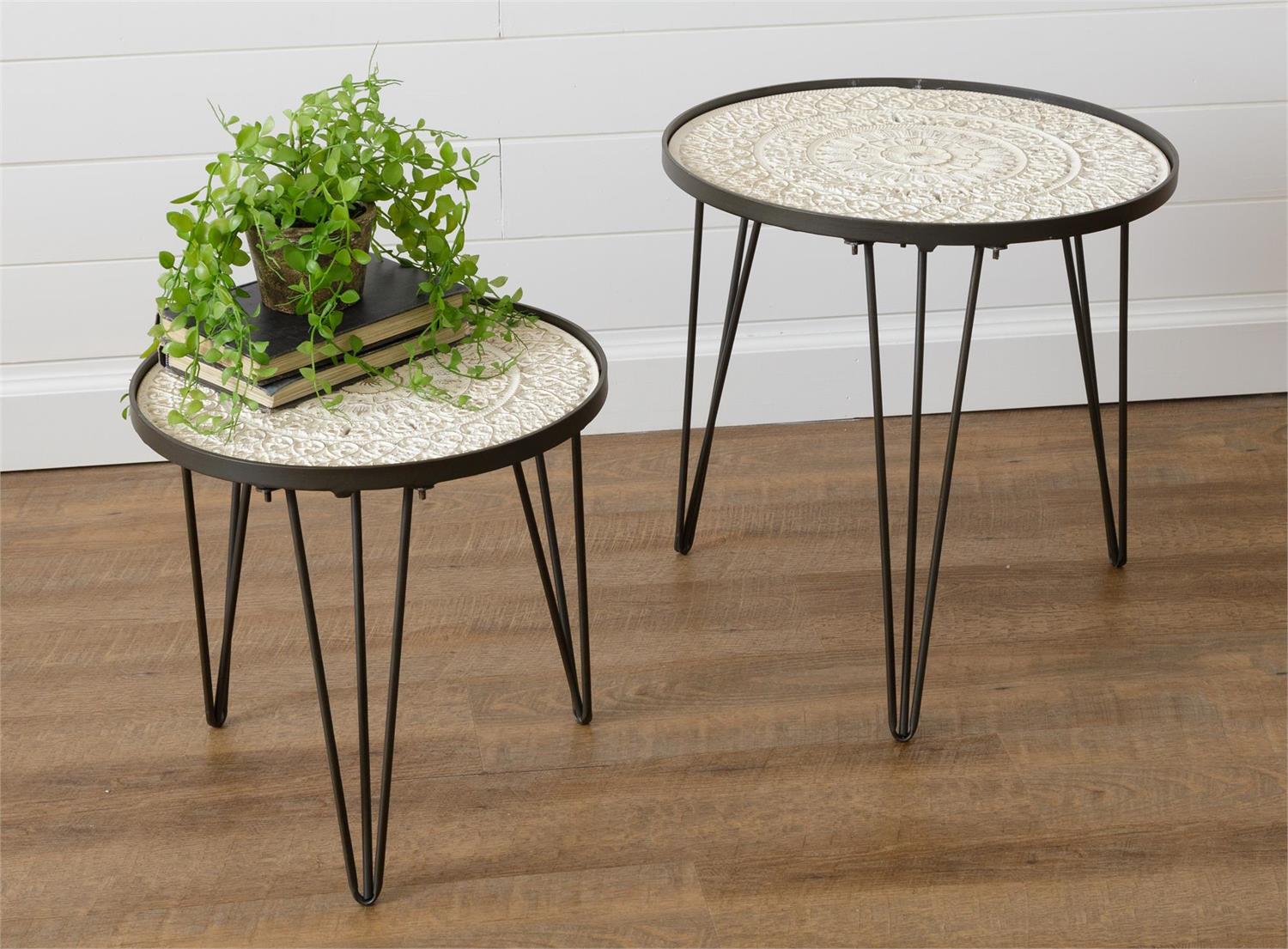 Carved Wood Tables (S/2)