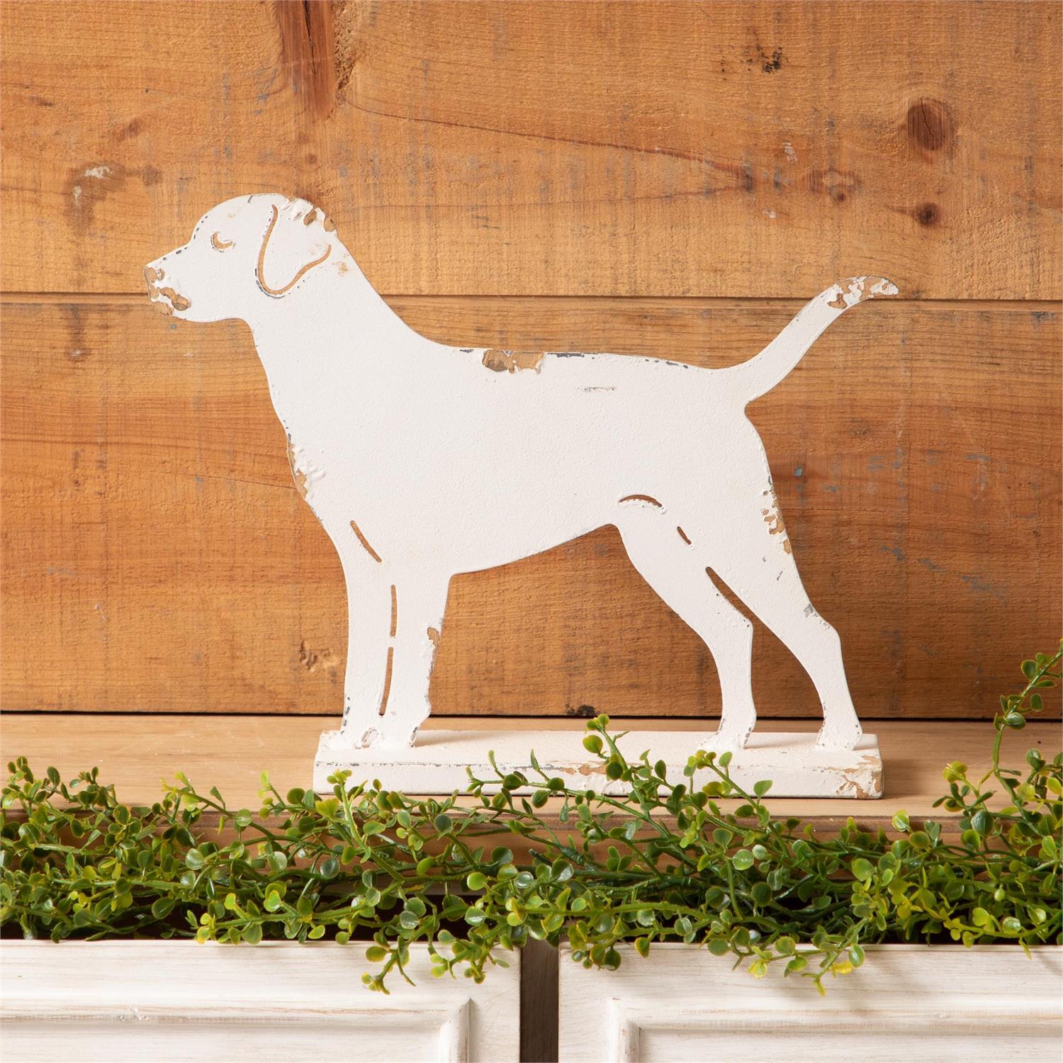 Metal White Dog Silhouette