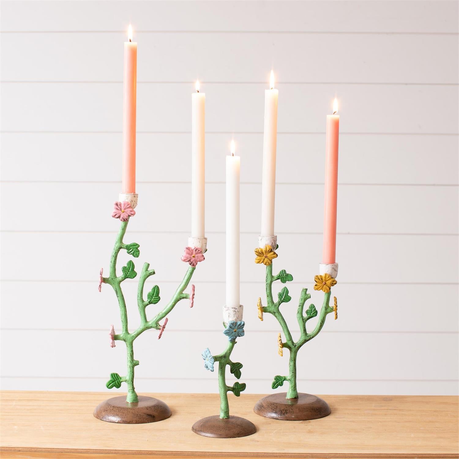 Hand Painted Flower Branches Candle Holder