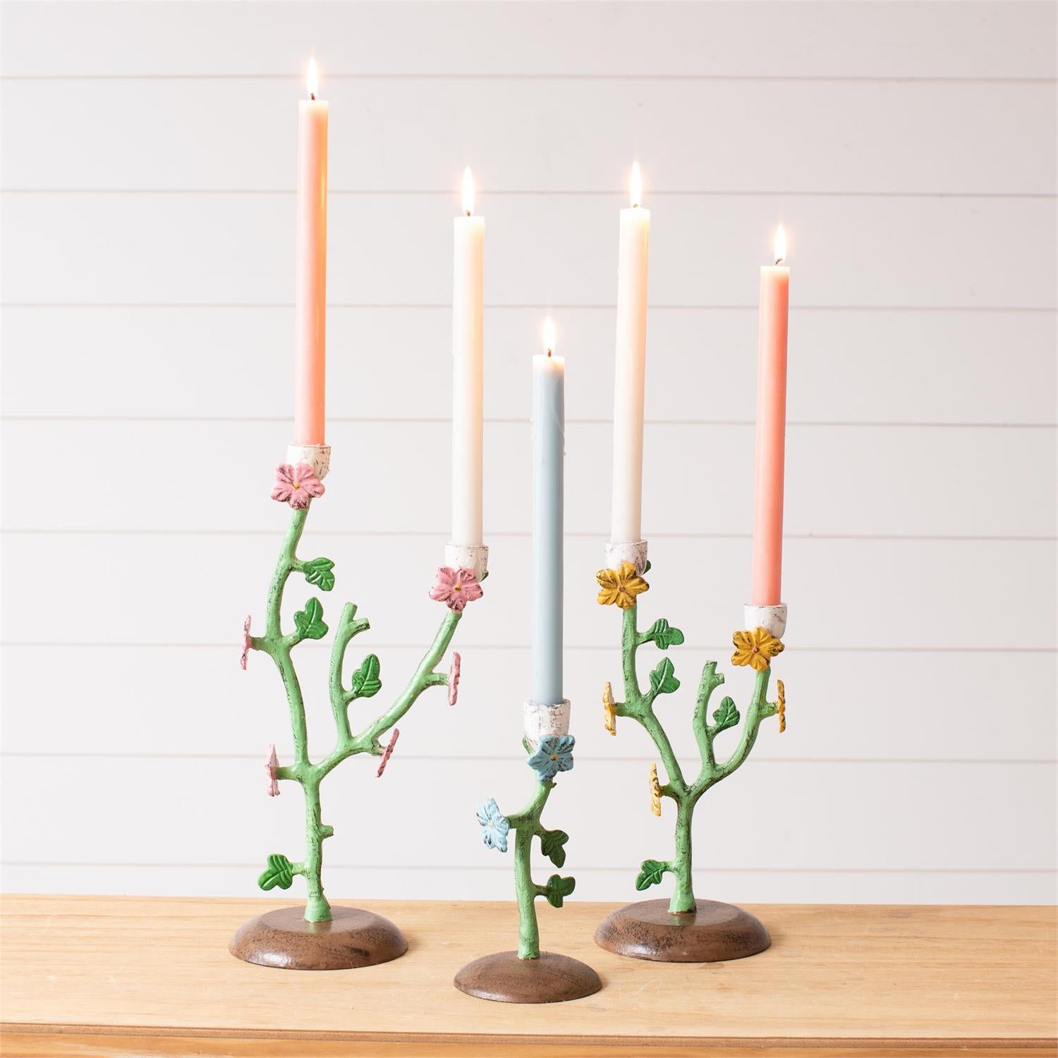 Hand Painted Flower Branches Candle Holder