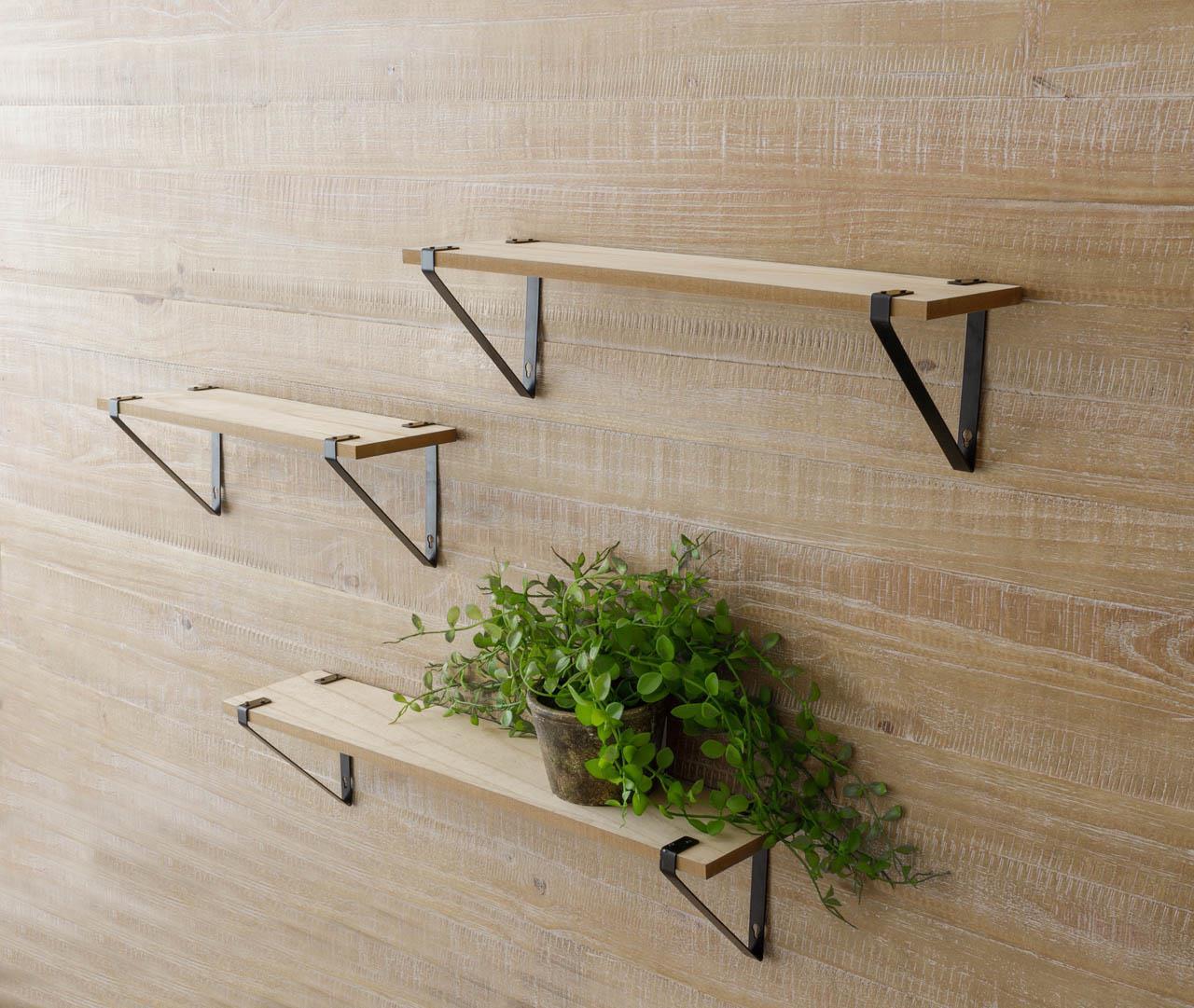 Wood And Metal Wall Shelves