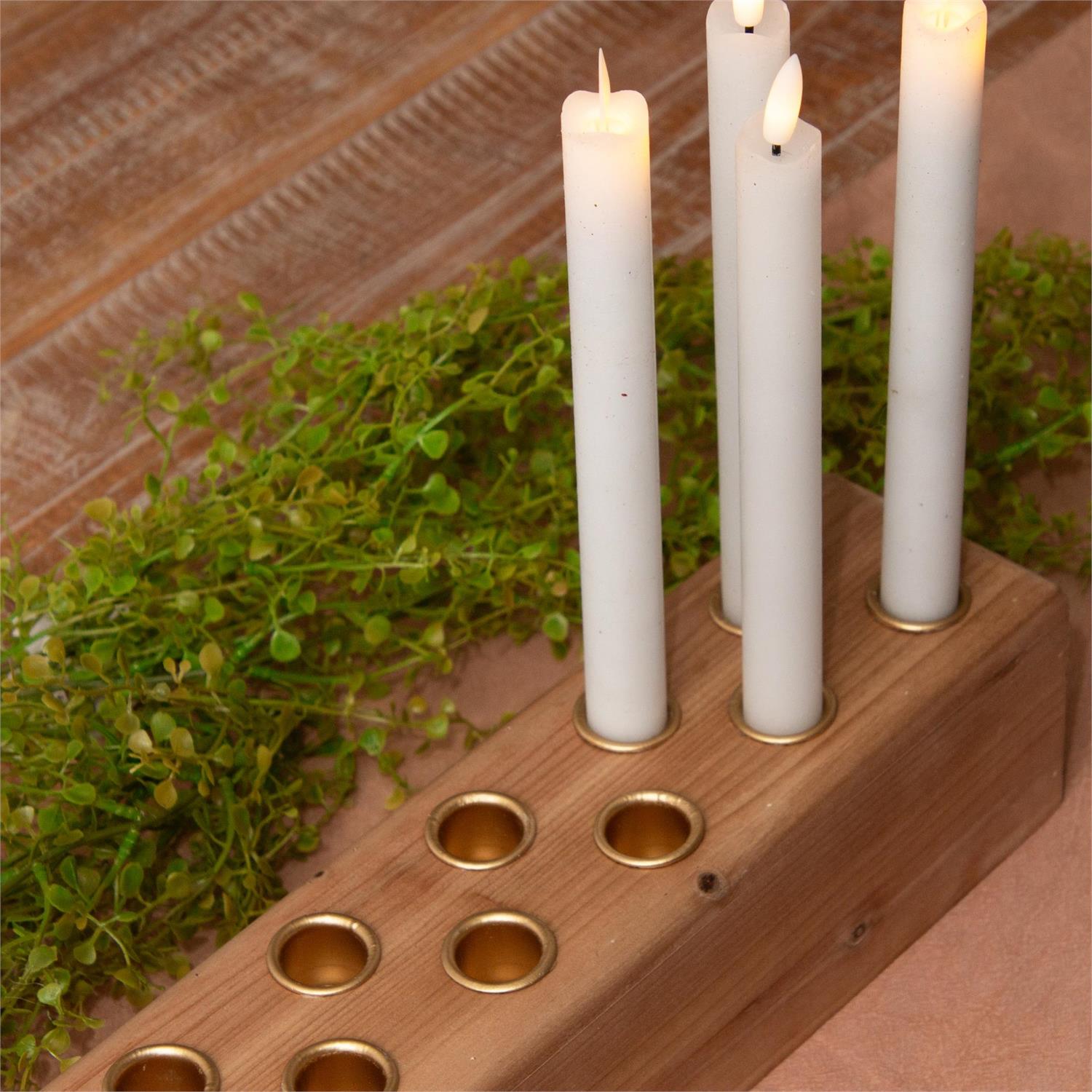 Wooden Taper Candle Holder Centerpiece