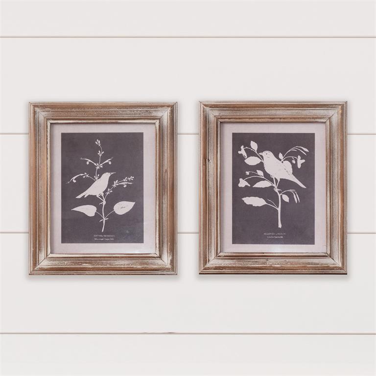 Bird Silhouette On Dark Background Wall Art (S/2)