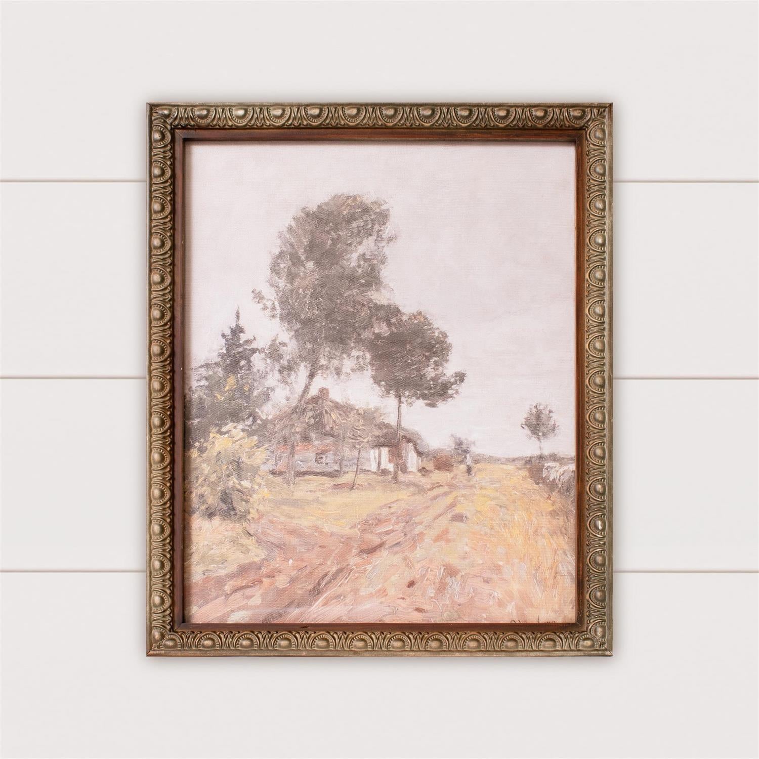 Framed Print - Old World Cottage, Antiqued Frame