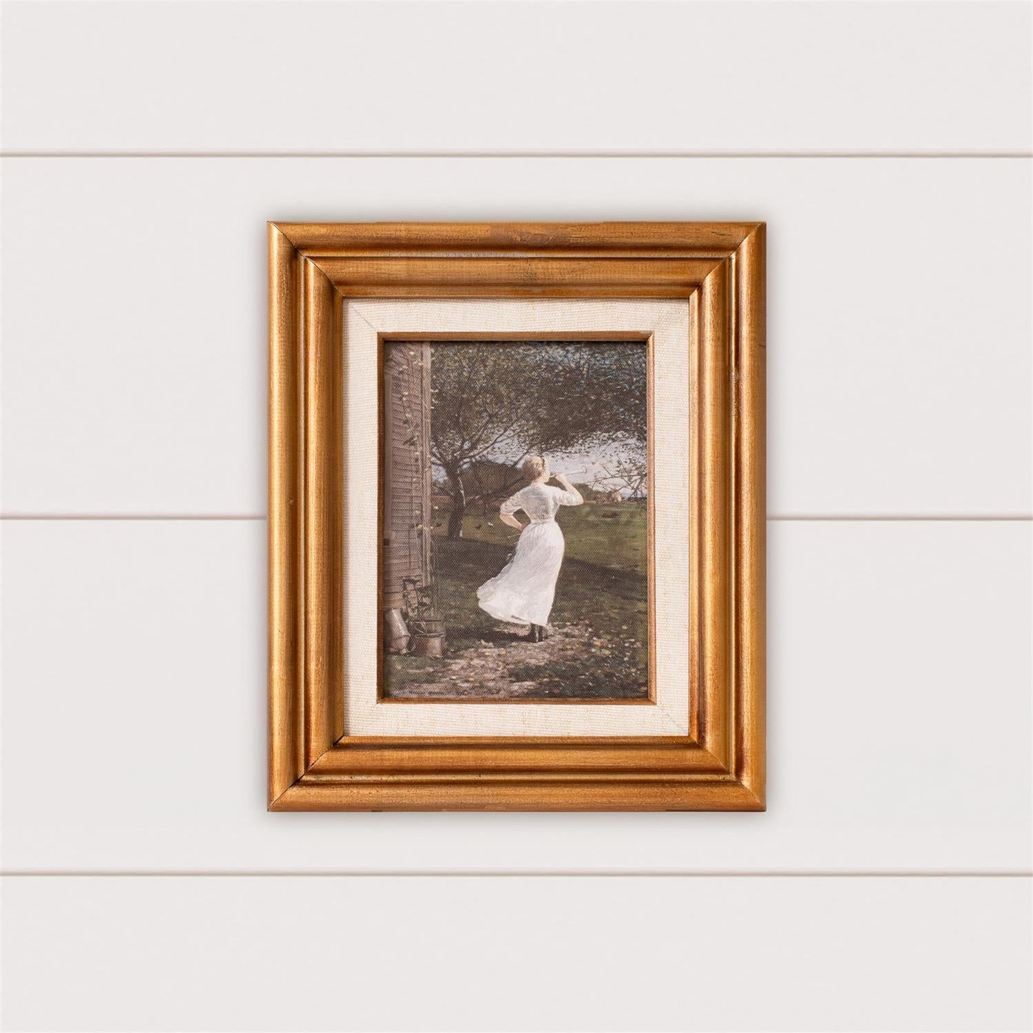 Framed Print - Lady Calling, Antiqued Gold Frame