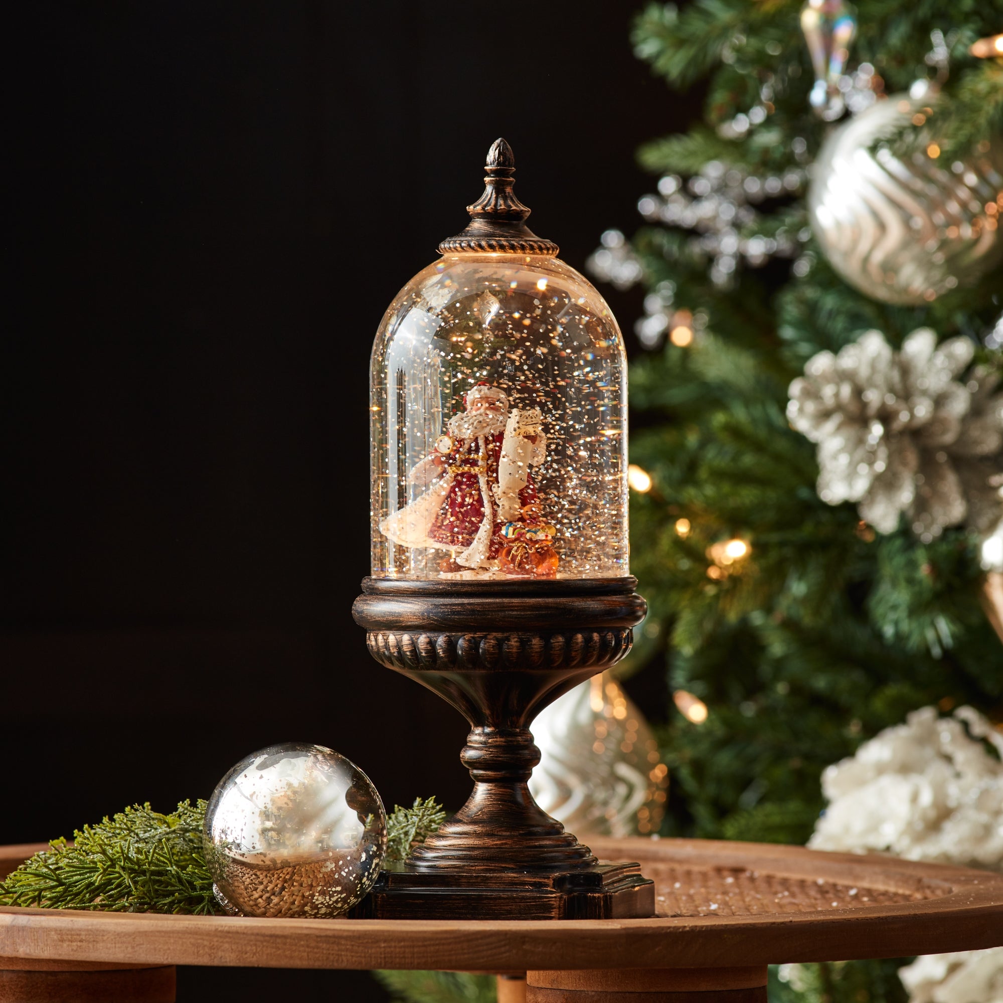 LED Snow Globe with Santa and Toy Bag