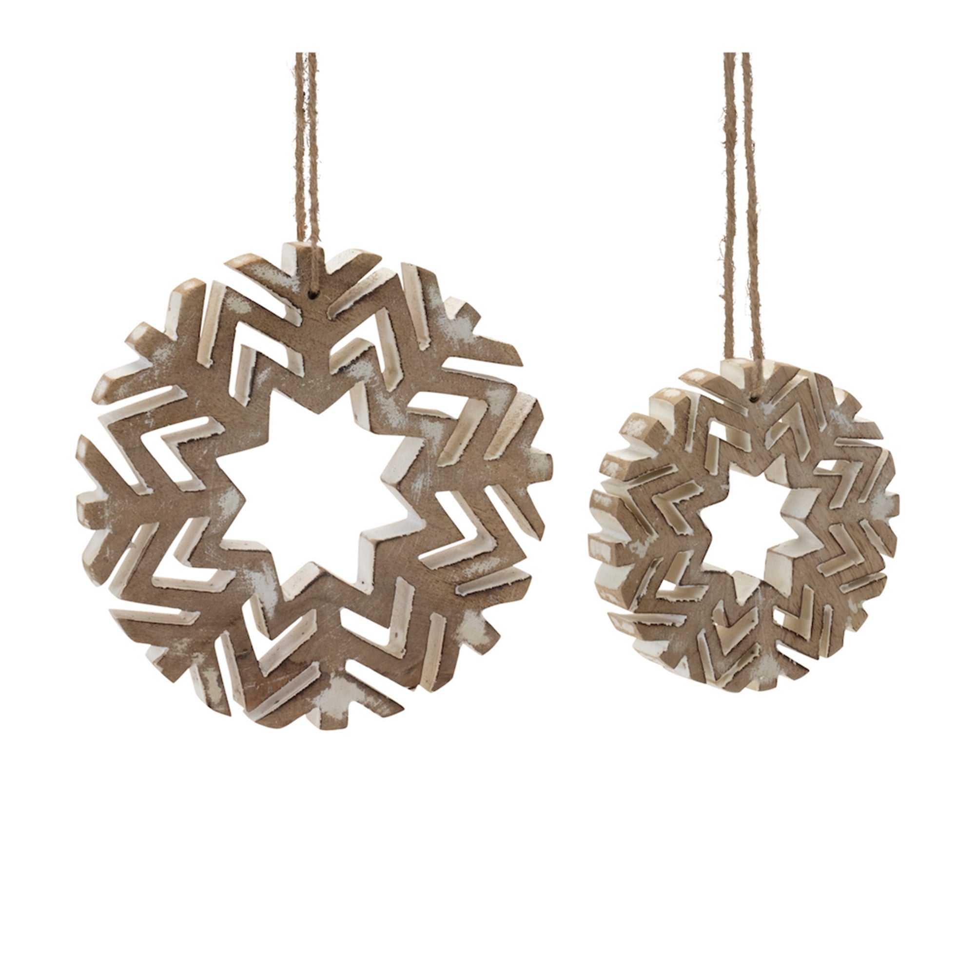 Snowflake Ornament (Set of 2) 4"H, 6"H Wood