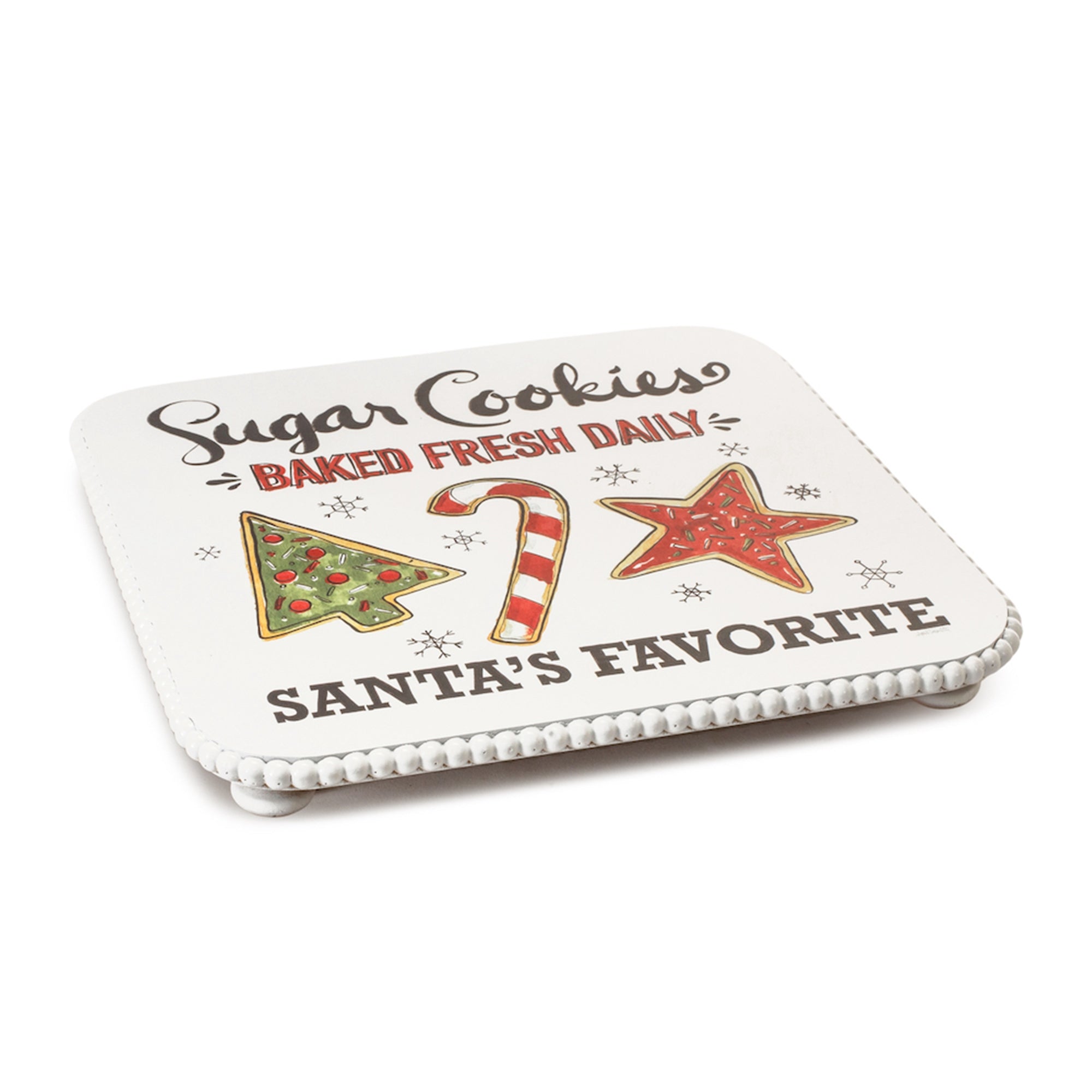 Santa's Favorite Cookie Plate Pedestal 14.25"SQ x 1.5"H Wood/Resin