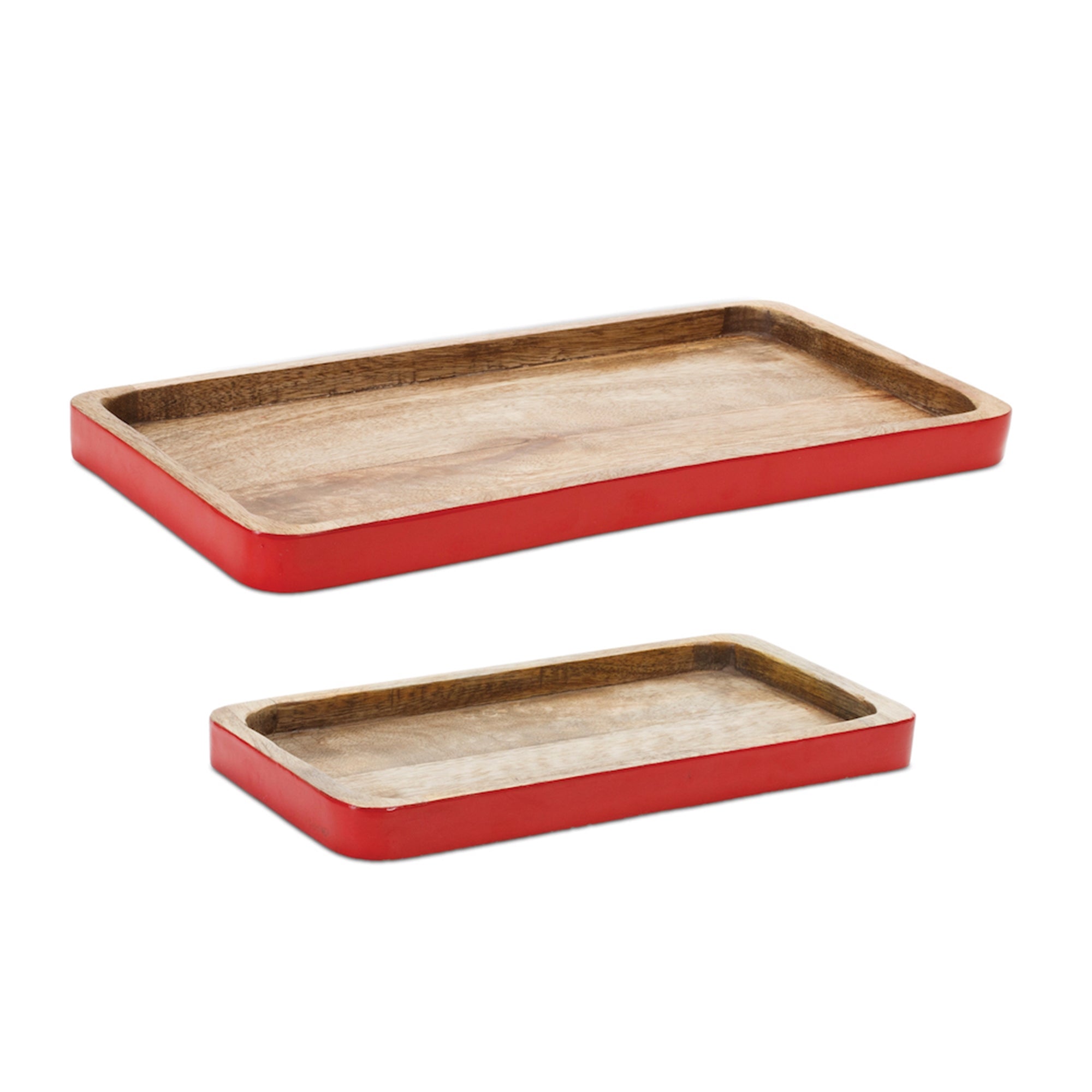 Tray (Set of 2) 12"L x 6"W, 16"L x 8"H Wood