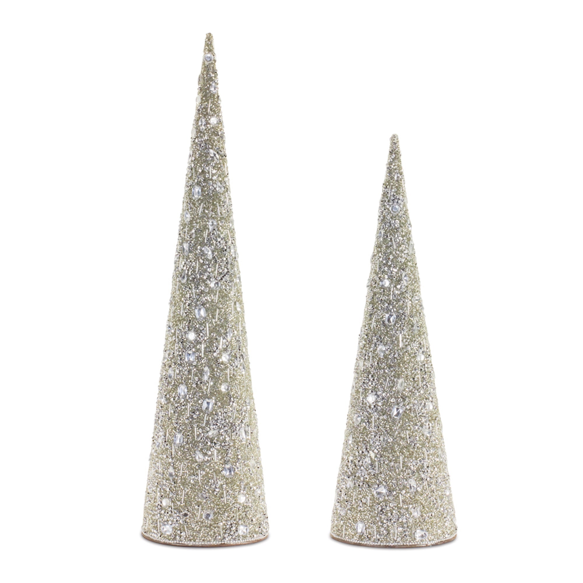 Cone (Set of 2) 16.5"H, 20.5"H Glass Beads/Metal