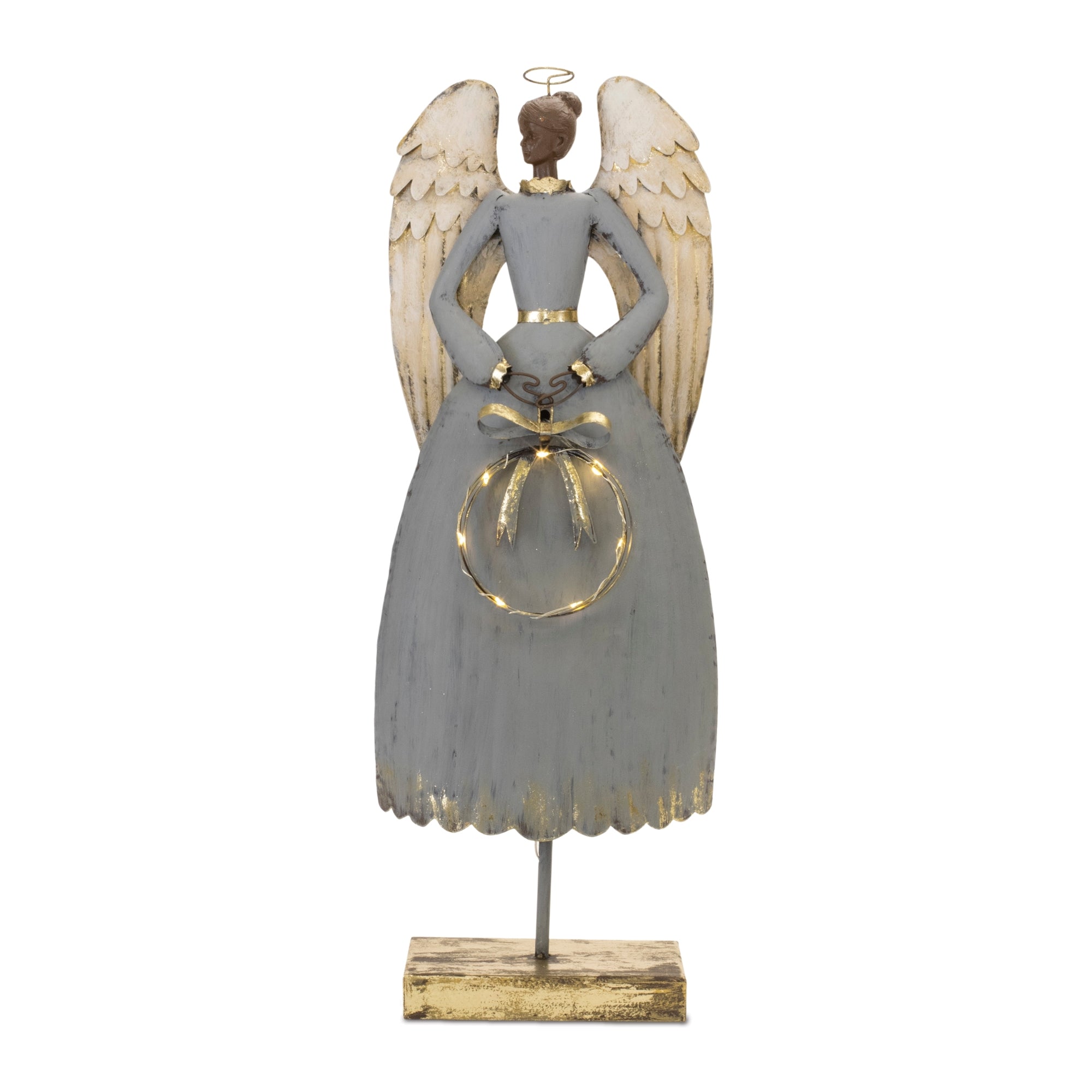 Angel w/Wreath 21.5”H Iron 2 AAA Batteries, Not Included