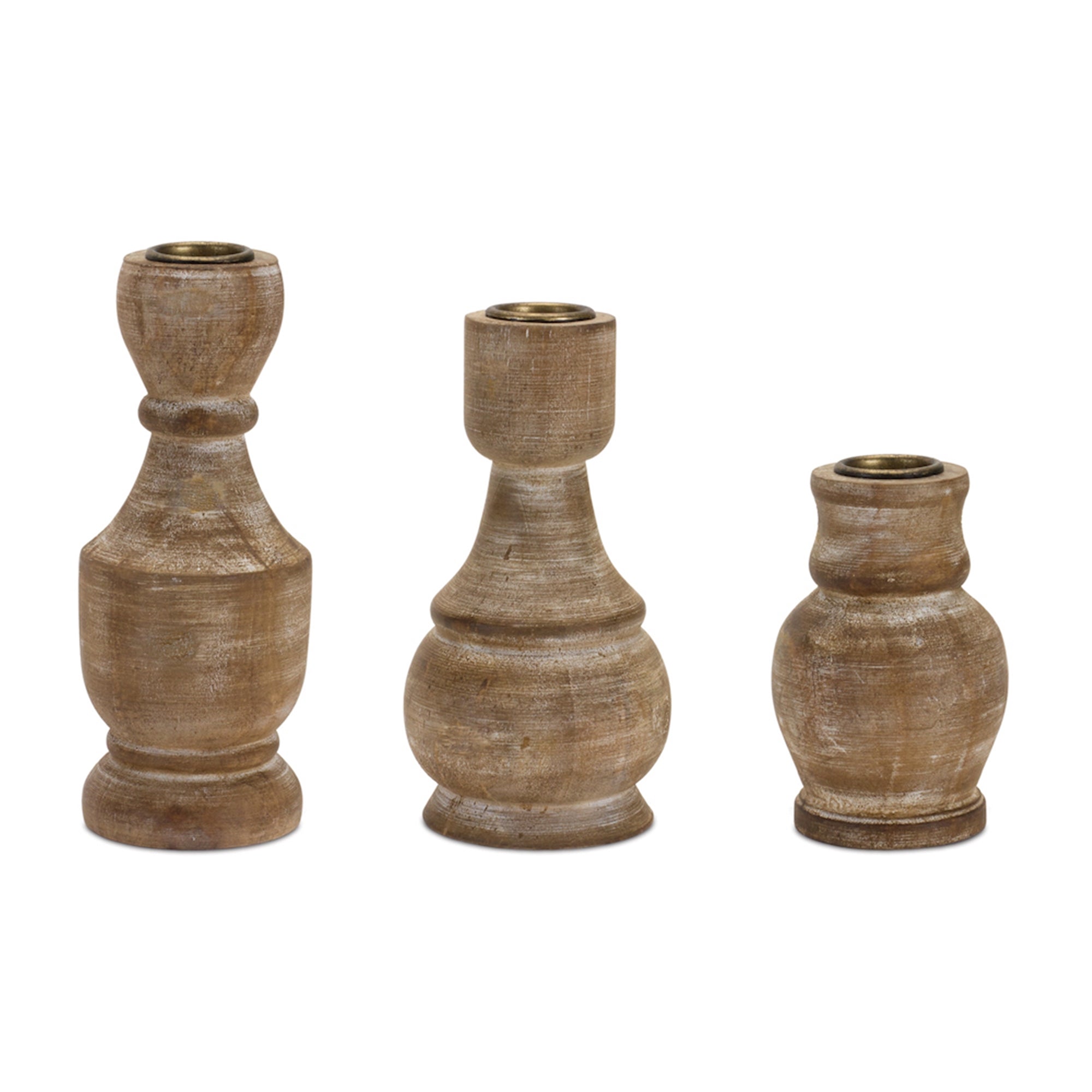 Fir Wood Taper Candle Holder (Set of 2)