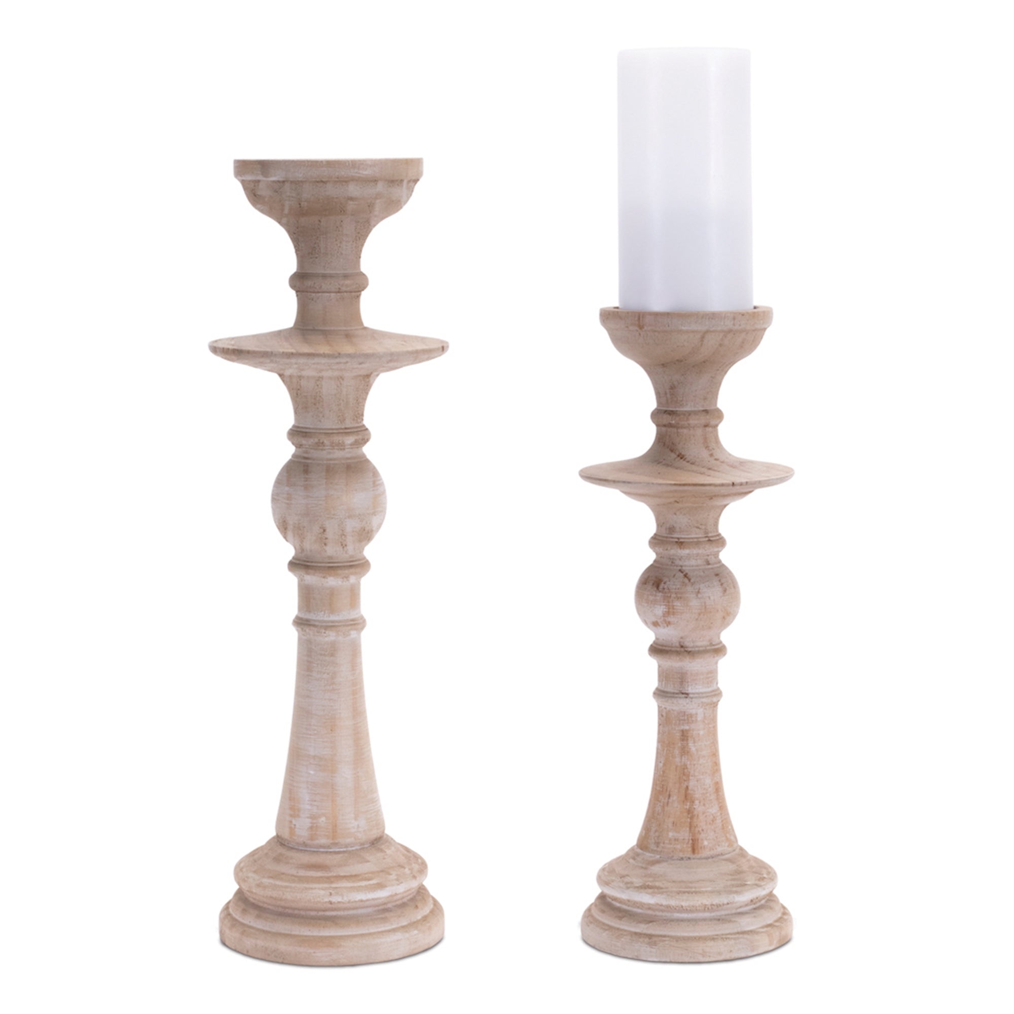 Candle Holder (Set of 2) 14"H, 16"H Wood