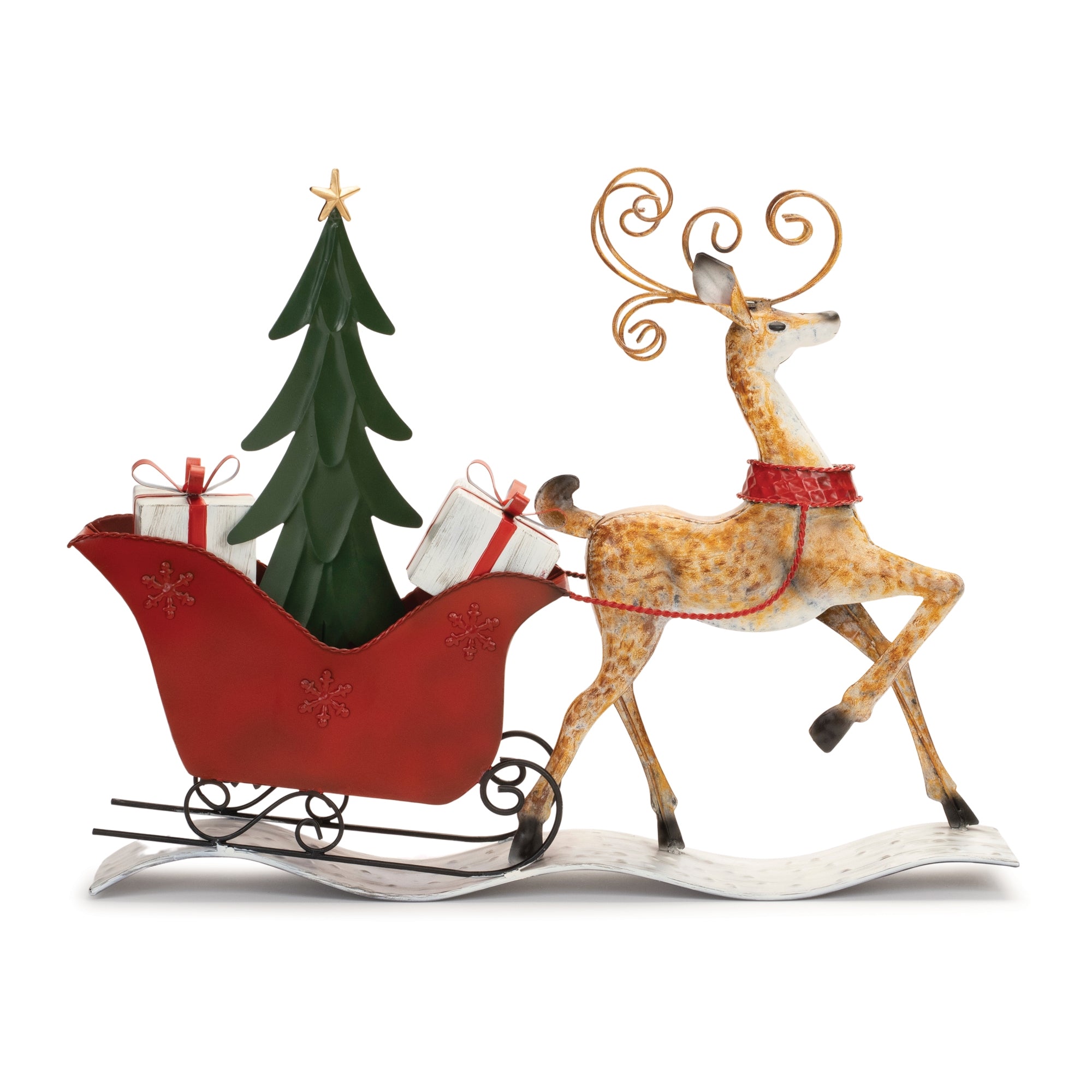 Reindeer w/Sleigh 26"L x 20.5"H Iron