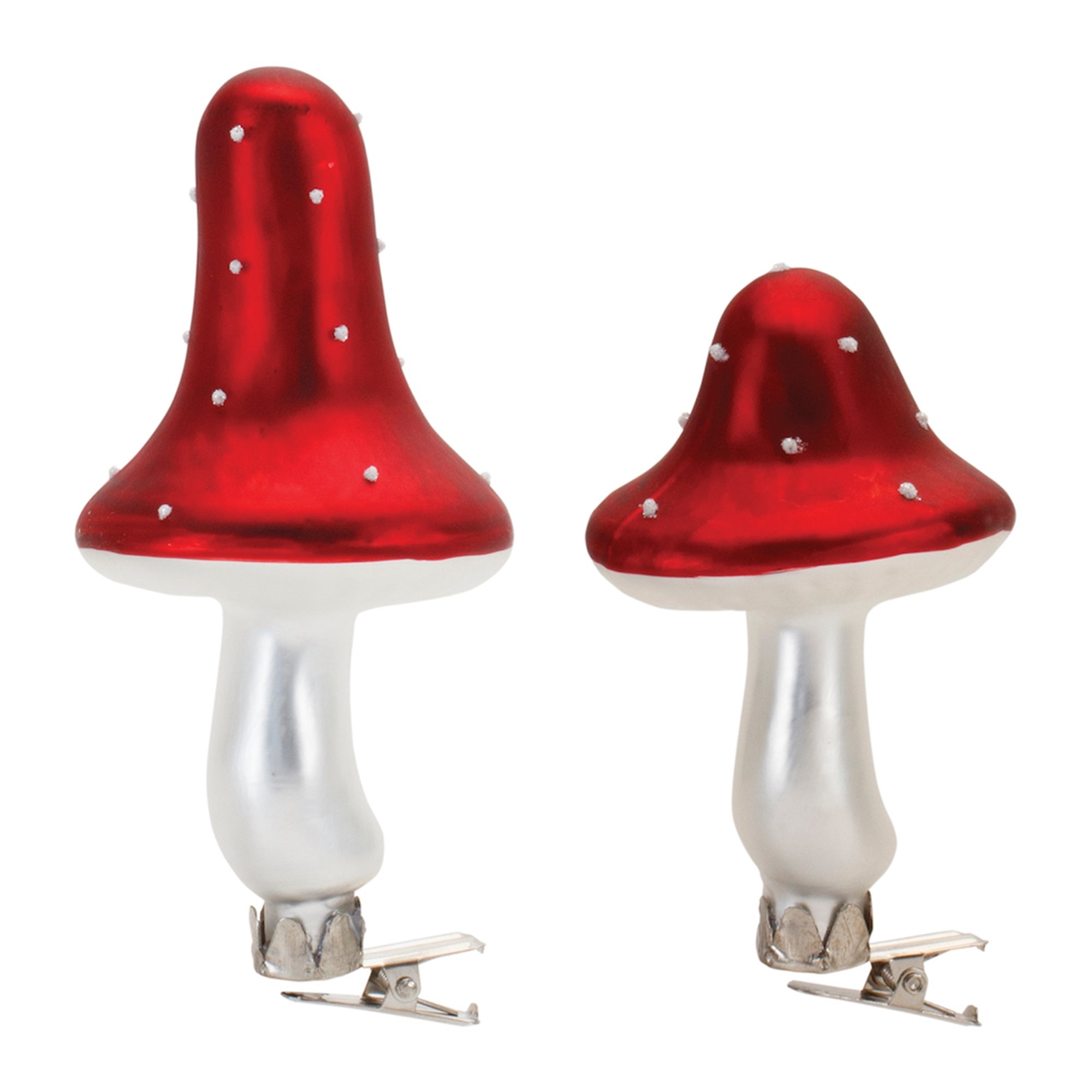 Mushroom Clip Ornament (2 Asst) 4.25"H, 5.25"H Glass