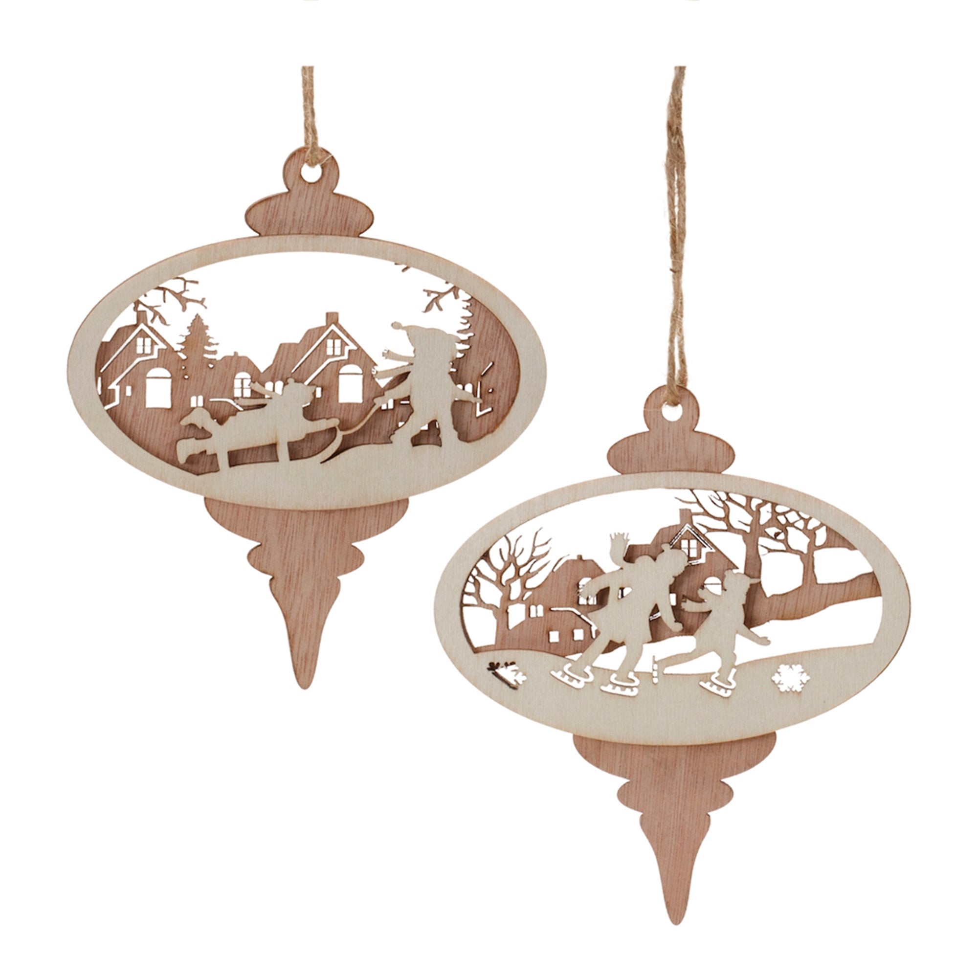 Sled and Skate Ornament (2 Asst) 5”H MDF