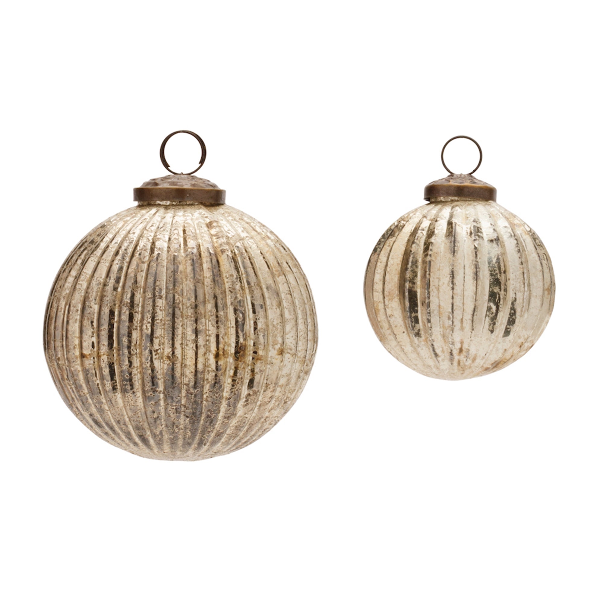 Ball Ornament (Set of 2) 3"D, 4"D Glass