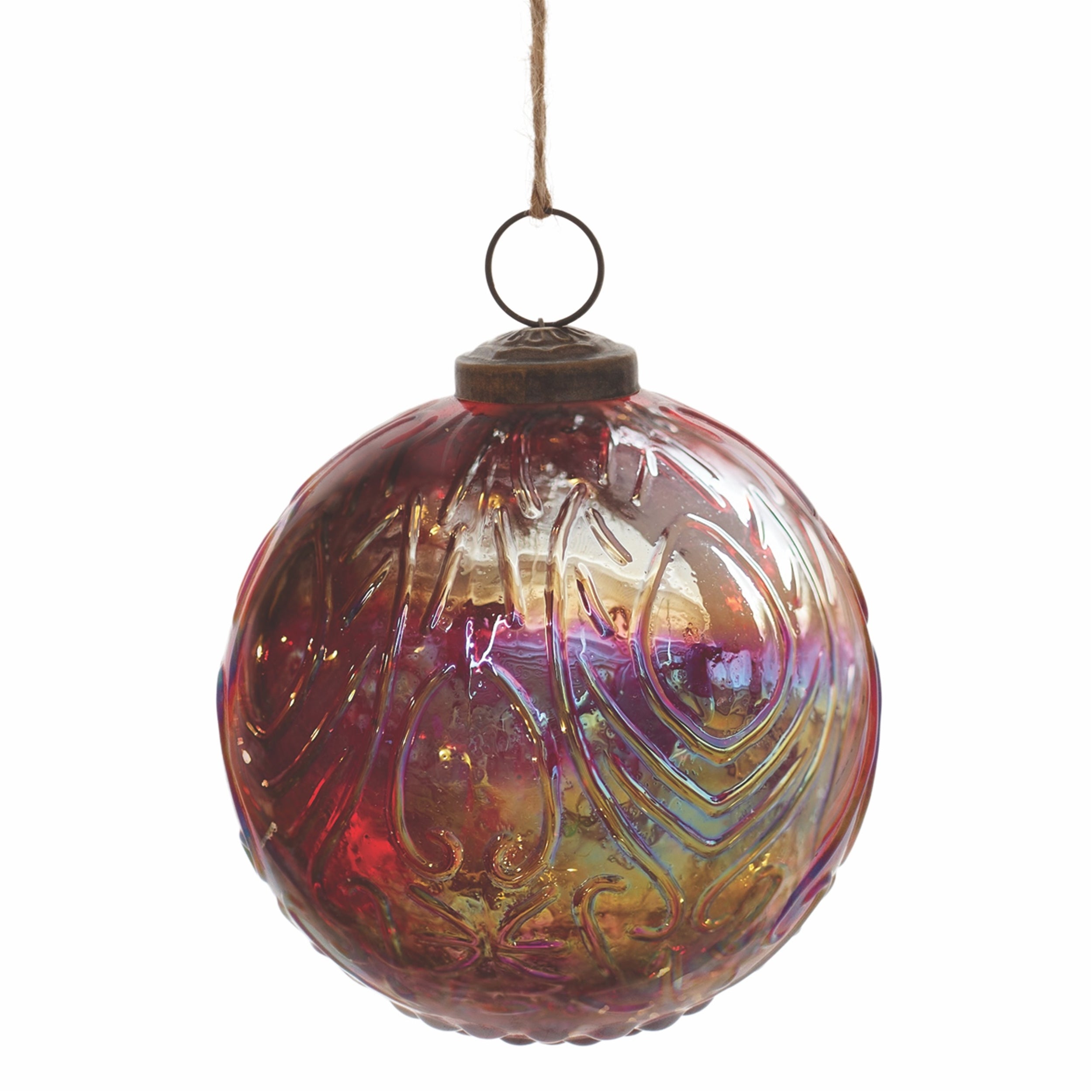 Ball Ornament 4”D Glass