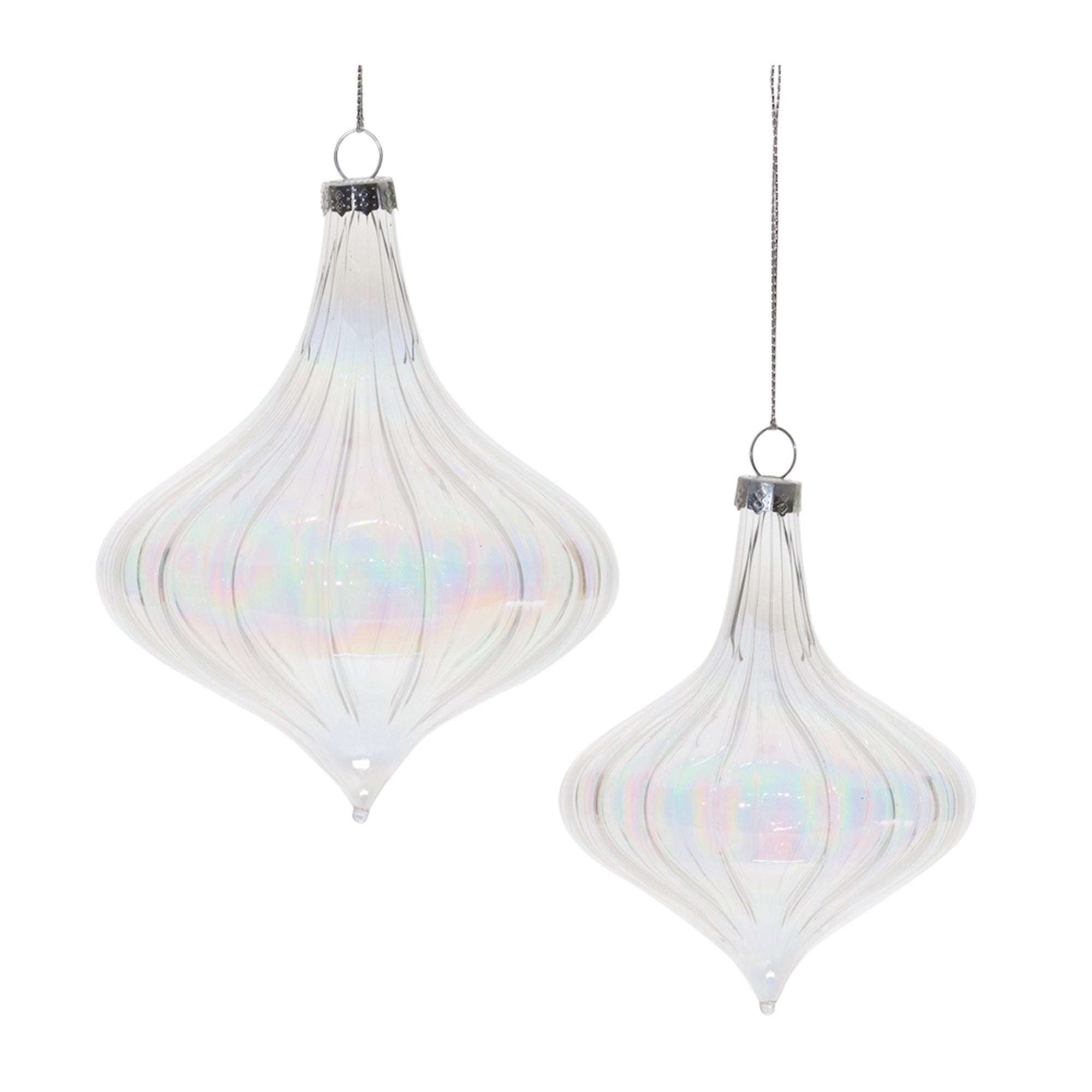 Onion Ornament (Set of 2) 4.5"H, 5.5"H Glass