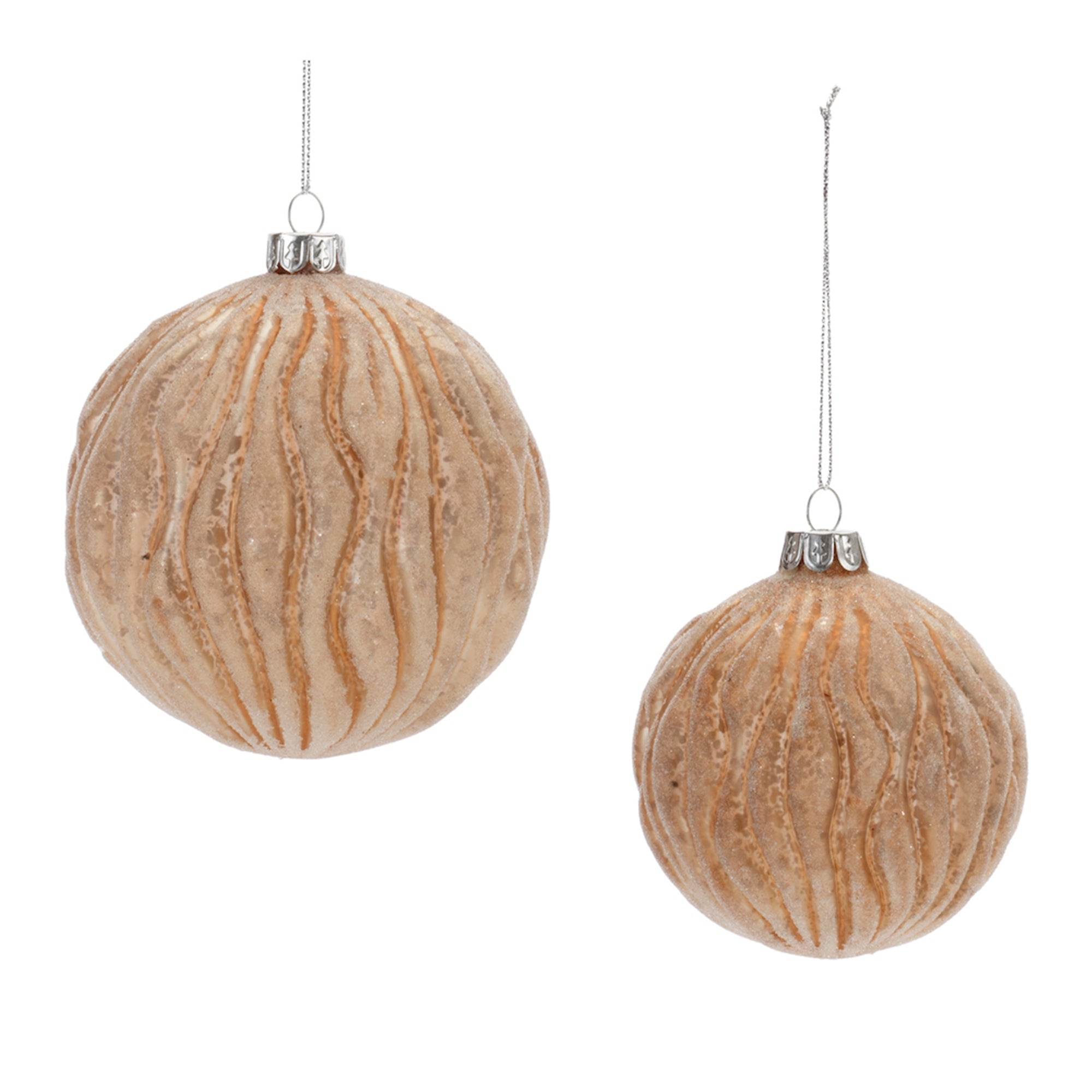 Ball Ornament (Set of 2) 3"D, 4"D Glass