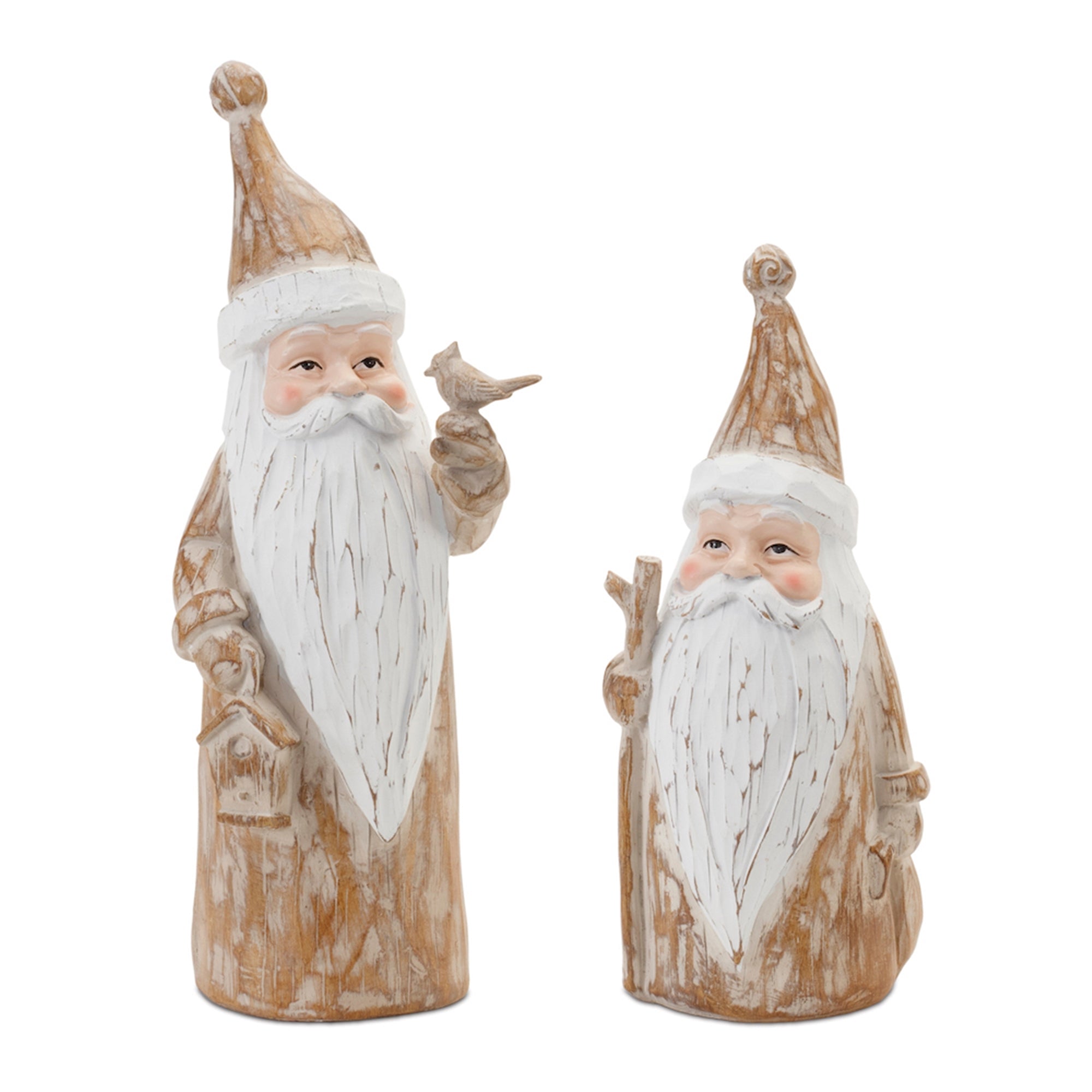 Santa (Set of 2) 10"H, 12.5"H Resin