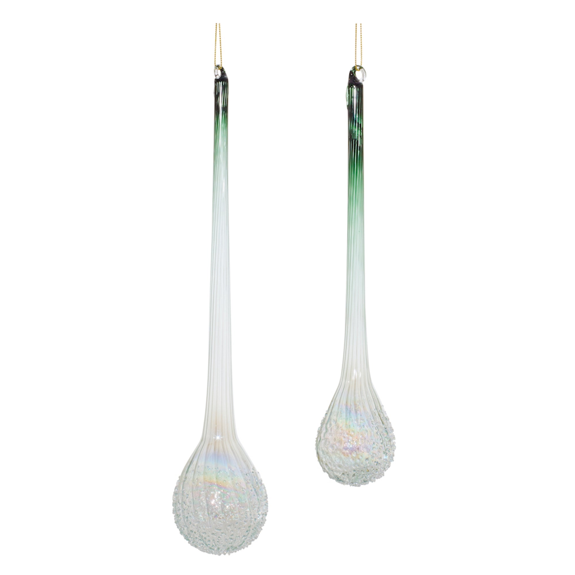 Icicle Drop (Set of 2) 10"H, 12"H Glass
