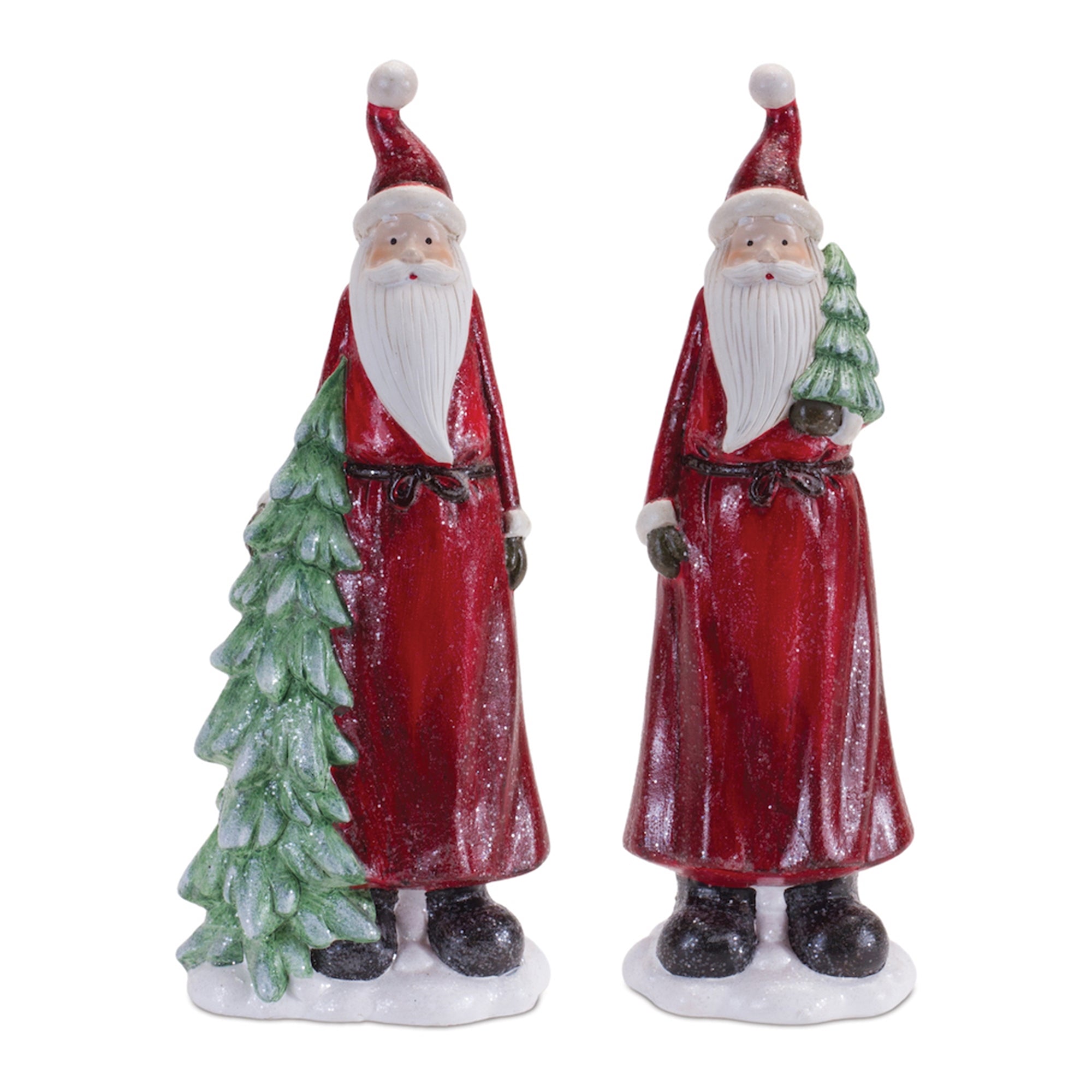 Santa w/Tree (2 Asst) 11.25”H Terra Cotta