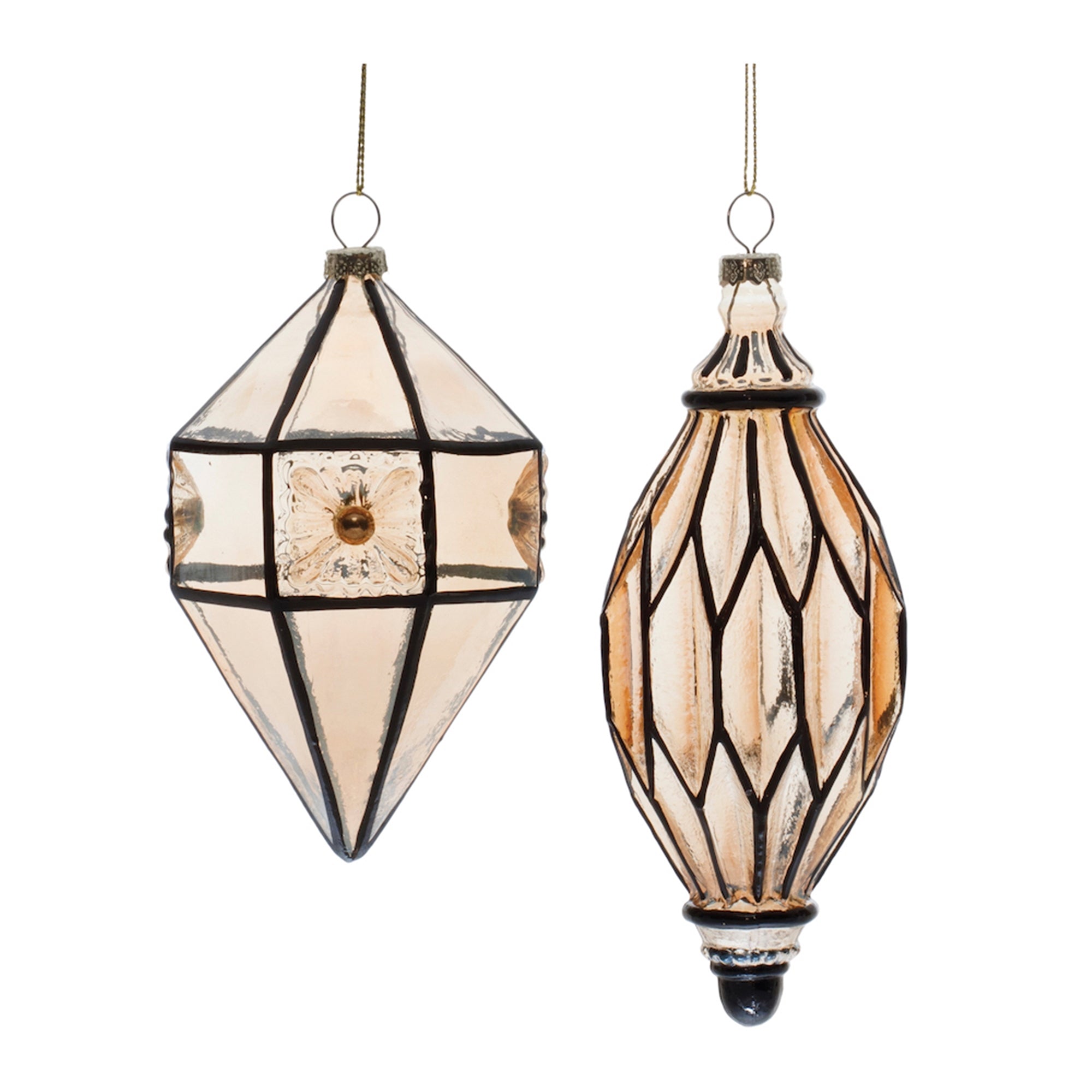 Ornament (2 Asst) 5.5"H, 7"H Glass